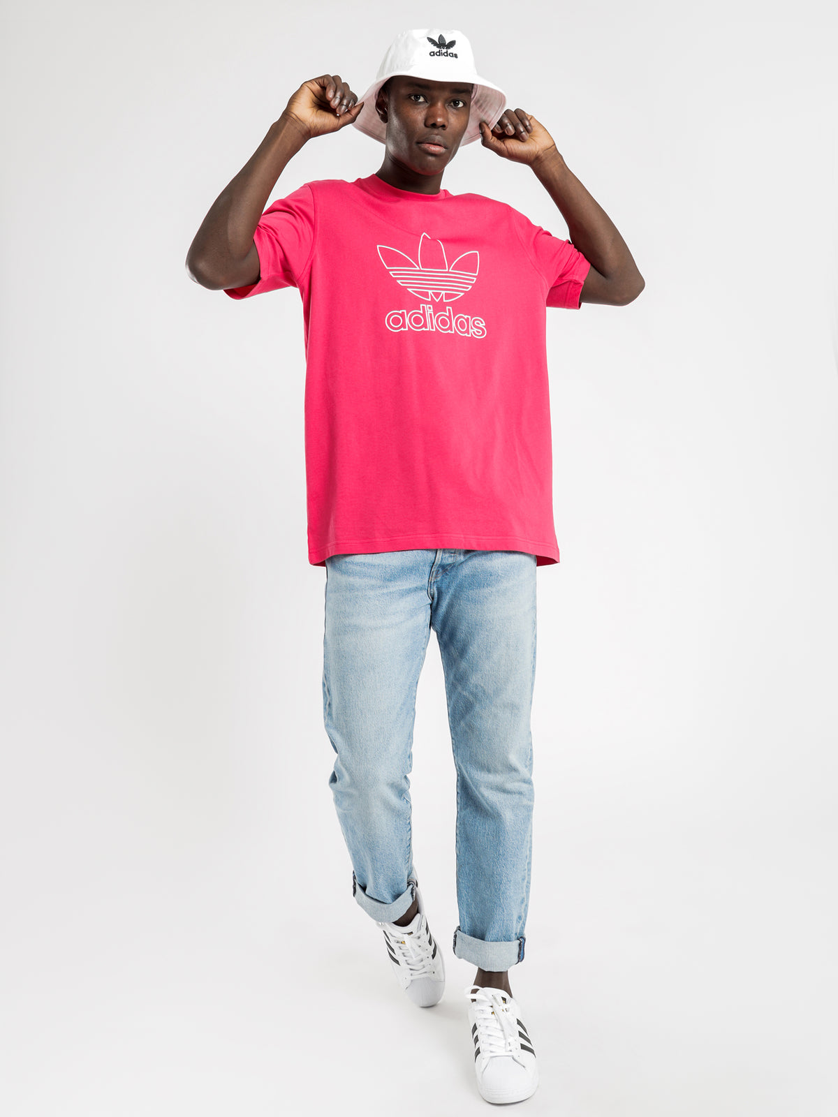 Trefoil Outline T-Shirt in Power Pink