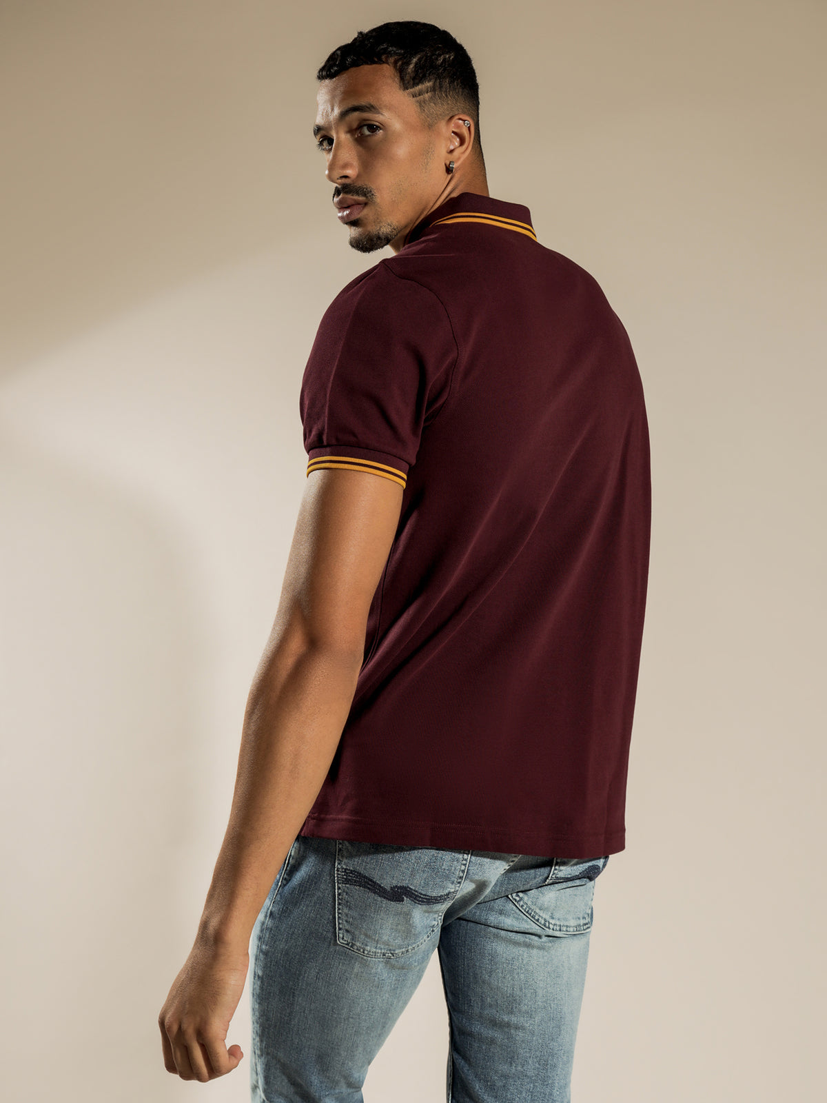 Fred Perry Twin Tipped Polo Shirt in Mahogany &amp; Gold