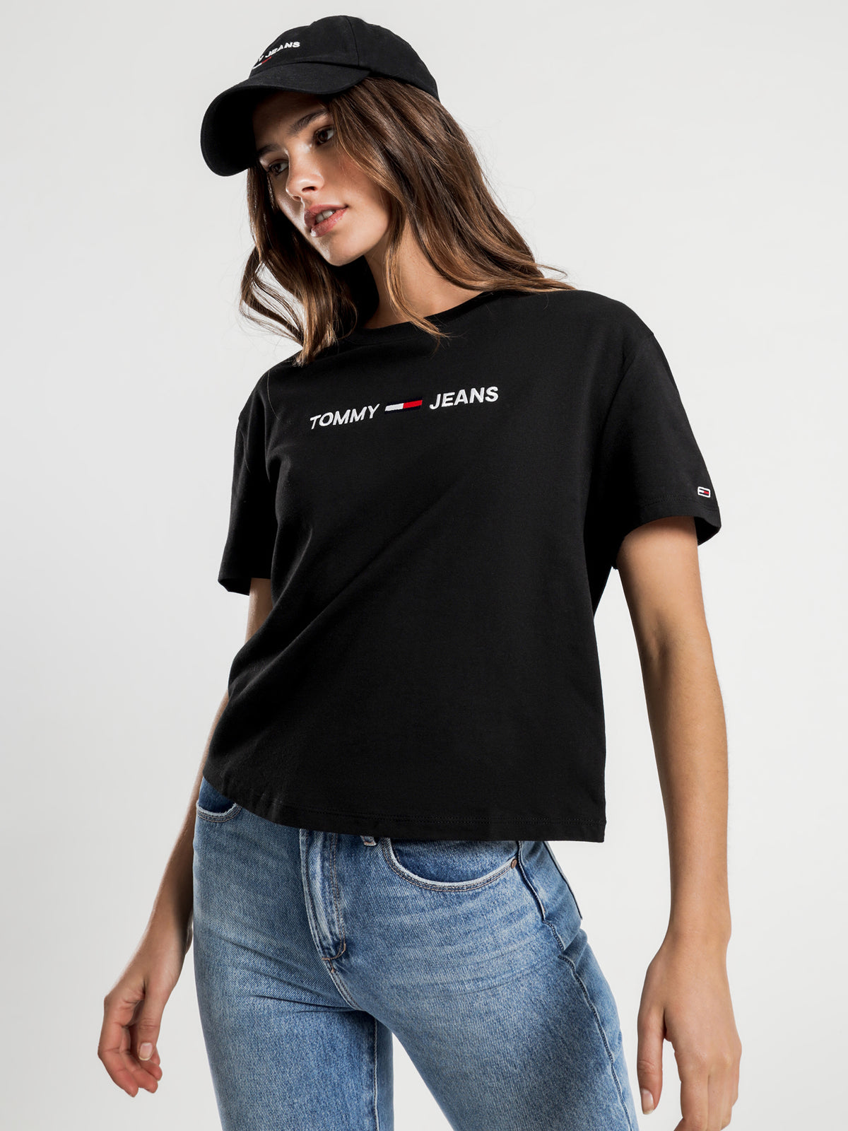 Modern Linear Logo T-Shirt in Black