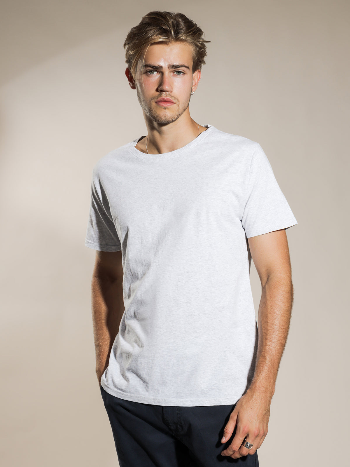 Basic Crew T-Shirt in Snow Marle