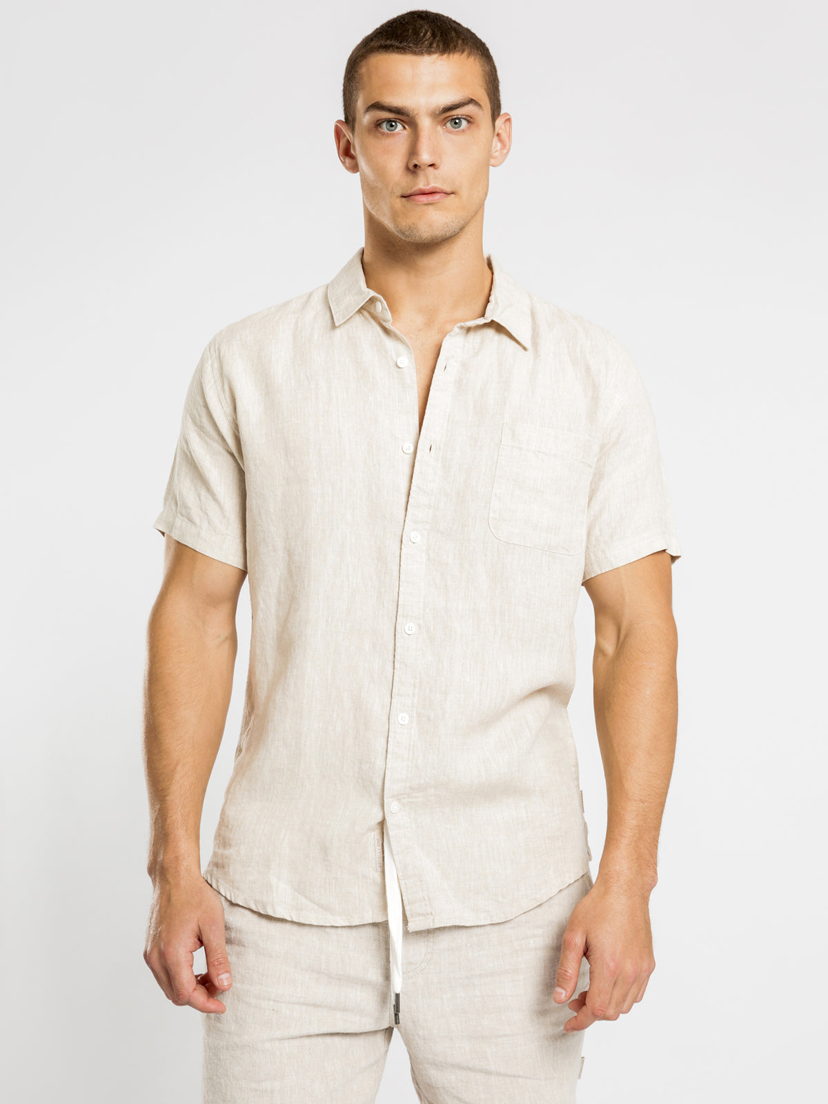 Nelson Linen Short Sleeve Shirt in Natural