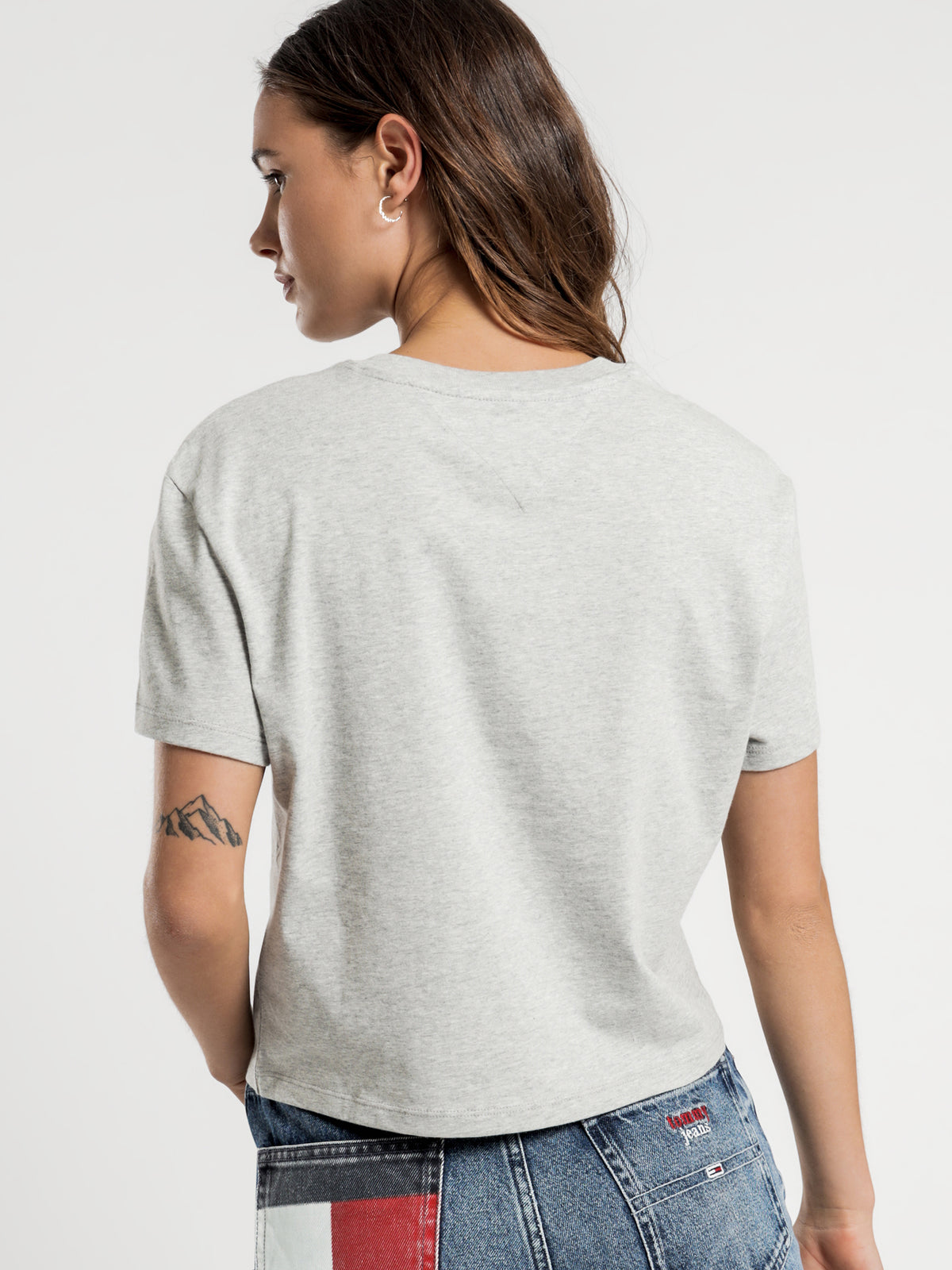 Modern Linear Logo T-Shirt in Light Grey