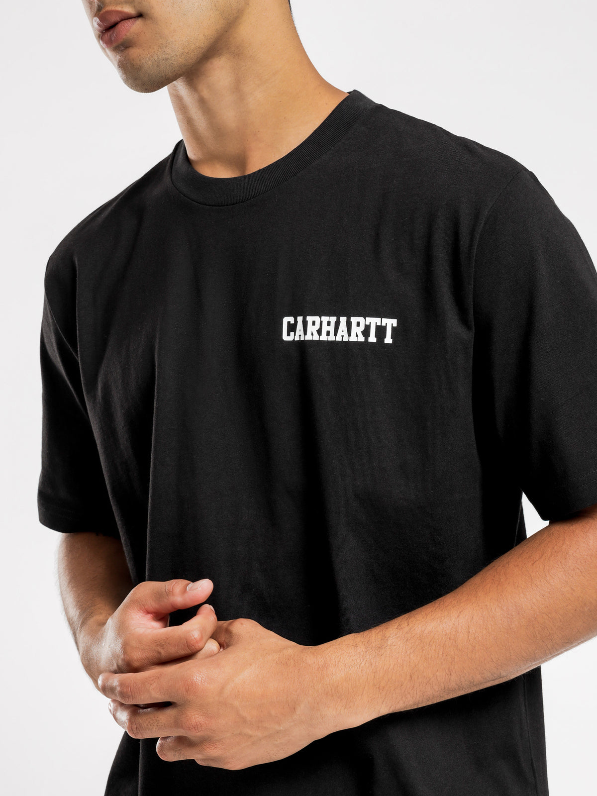 Short Sleeve College Script T-Shirt in Black