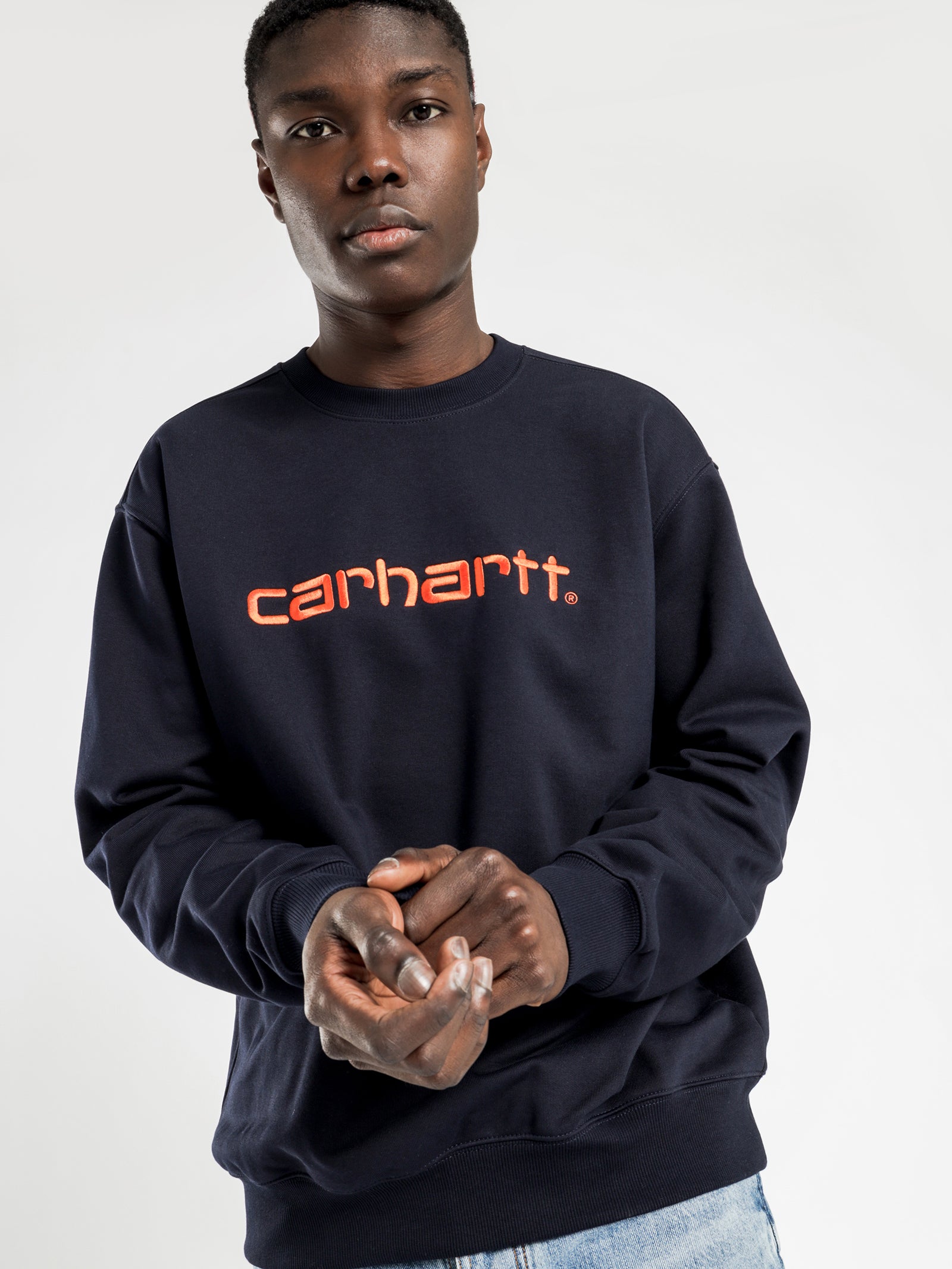 Navy carhartt sweatshirt Clearance