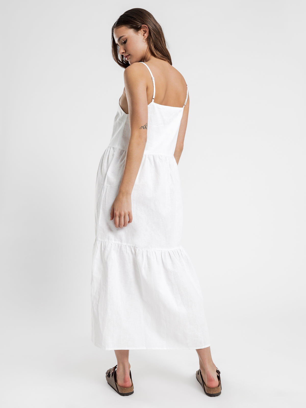 Miles Linen Midi Dress in White
