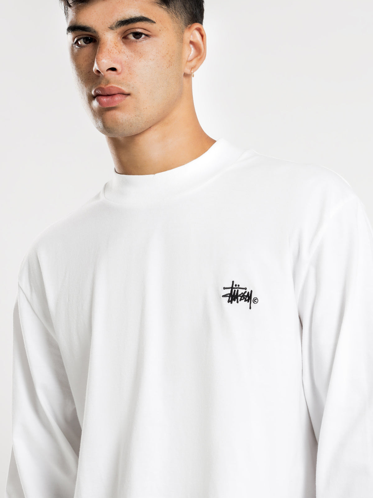 Mock Long Sleeve T-Shirt in Sol White