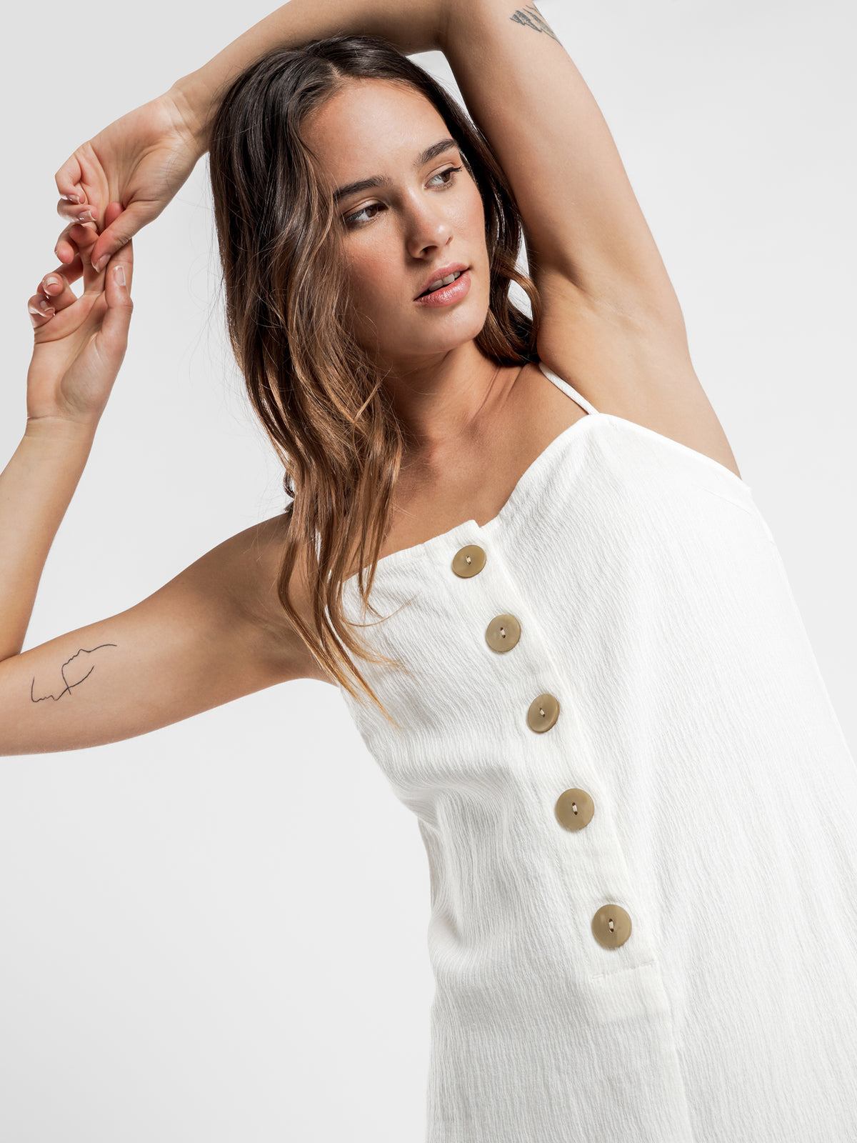 Rumi Linen Playsuit in Off White