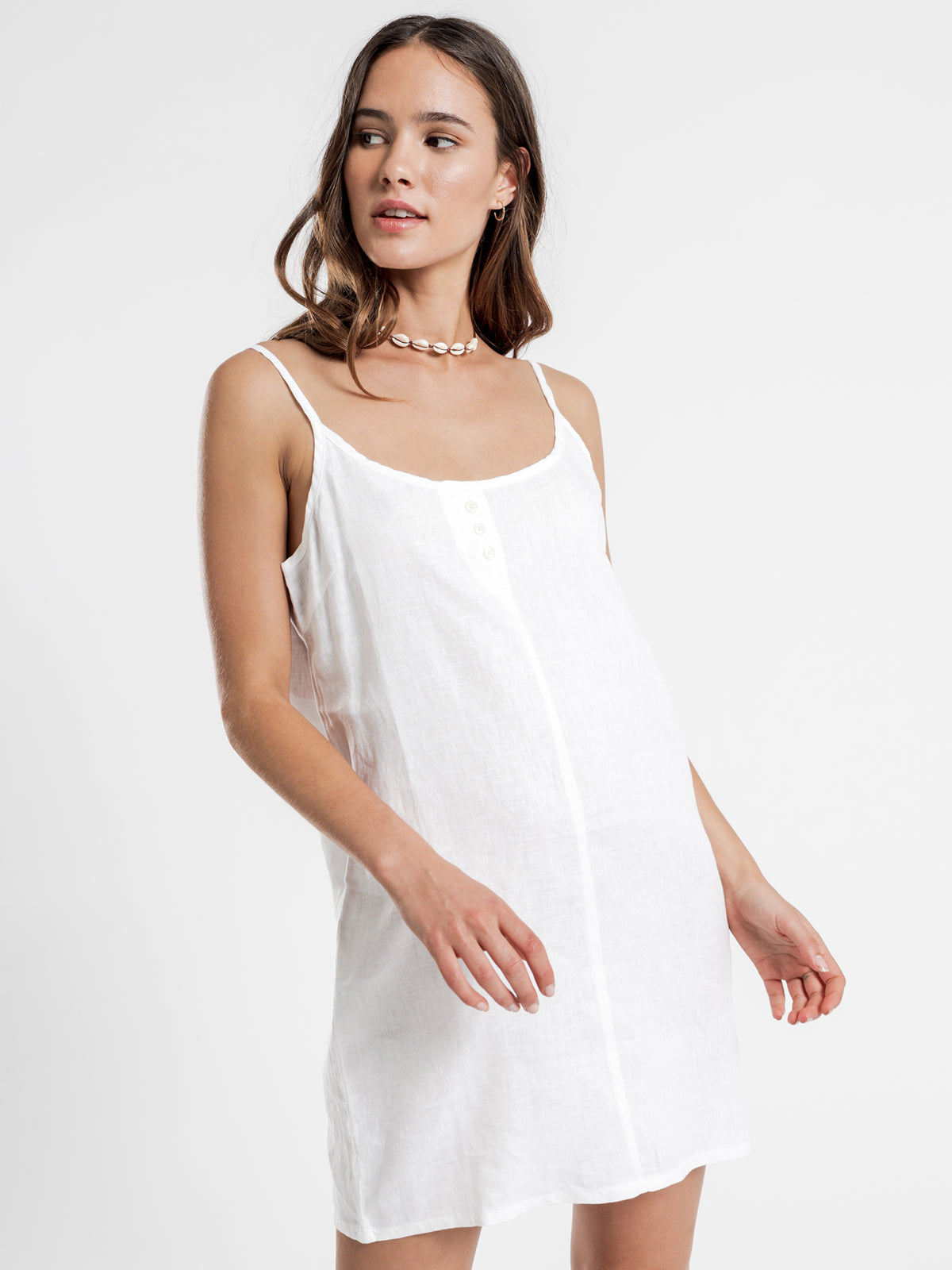 Linen Lounge Dress in White
