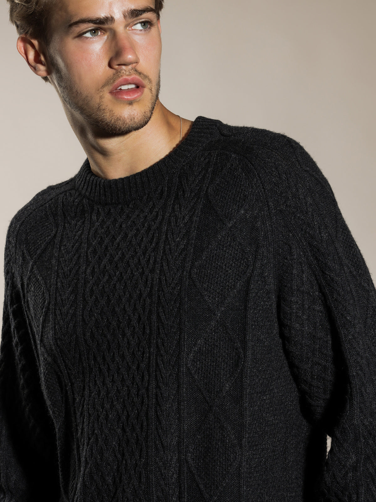 Dexter Cable Knit Jumper in Charcoal