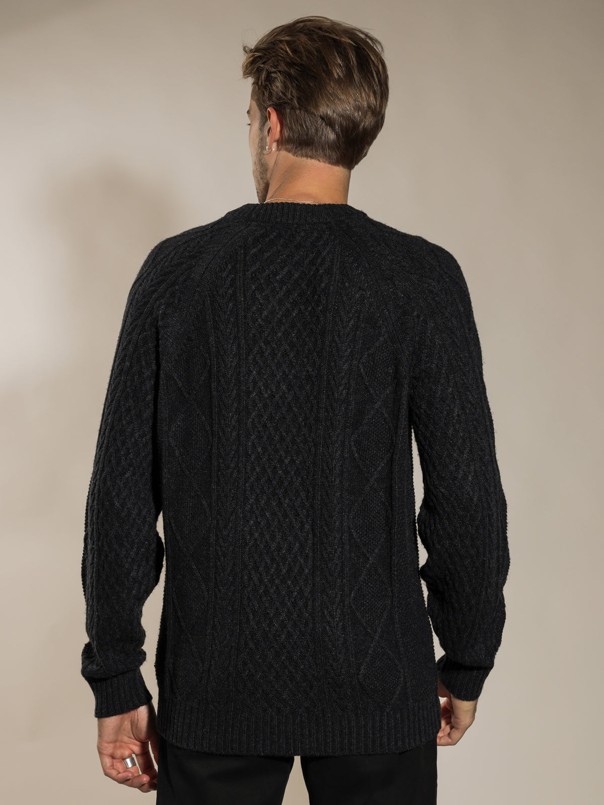 Dexter Cable Knit Jumper in Charcoal