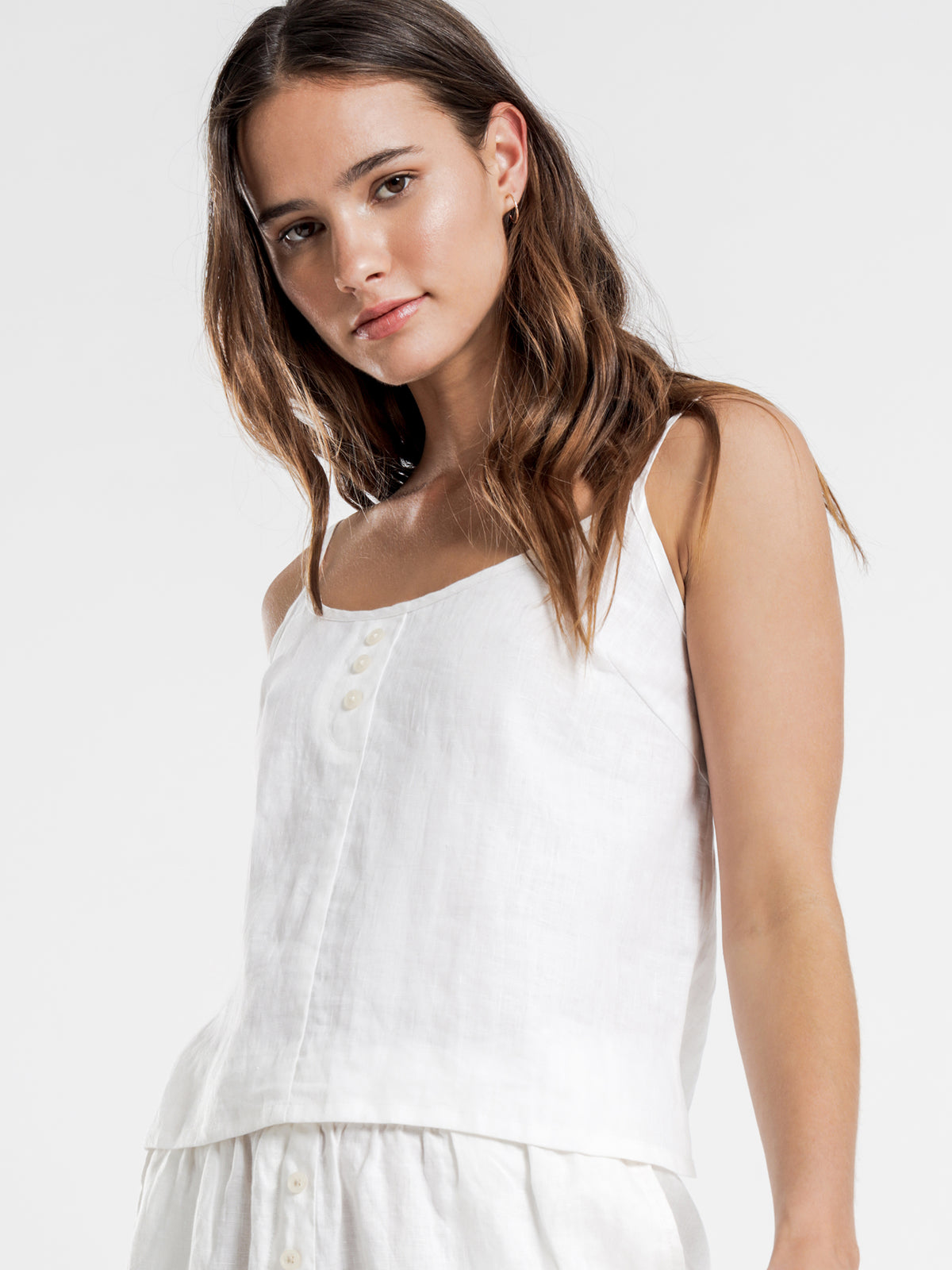Linen Lounge Cami in White