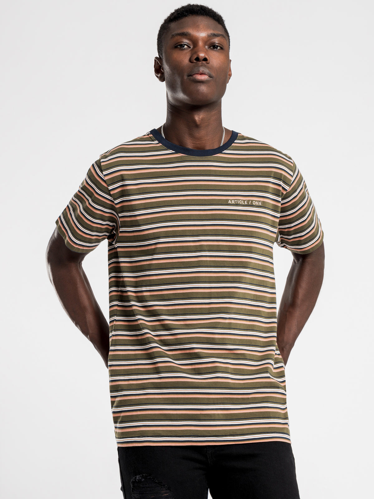 Orson Stripe Short Sleeve T-Shirt in Shiraz Stripe