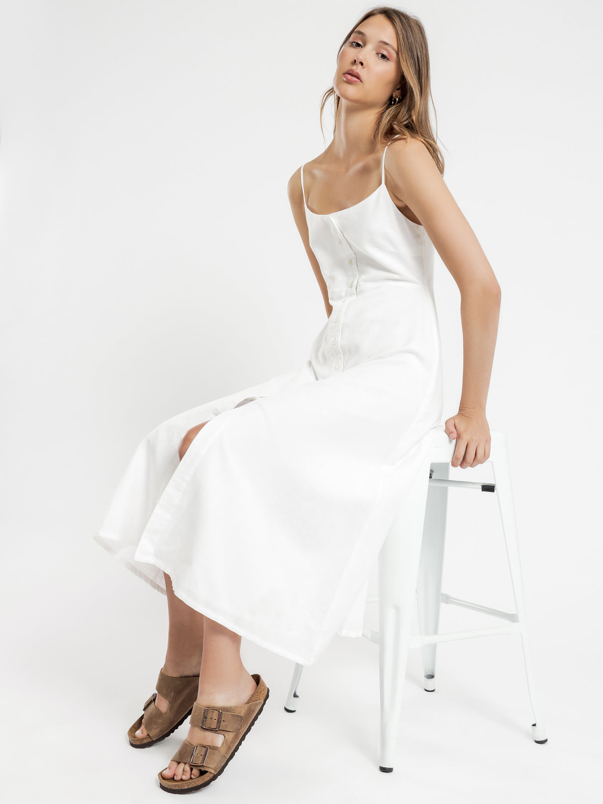 Nude Lucy Drew Linen Midi Dress White | Glue Store Nude Lucy Drew Linen Midi Dress White | Glue Store