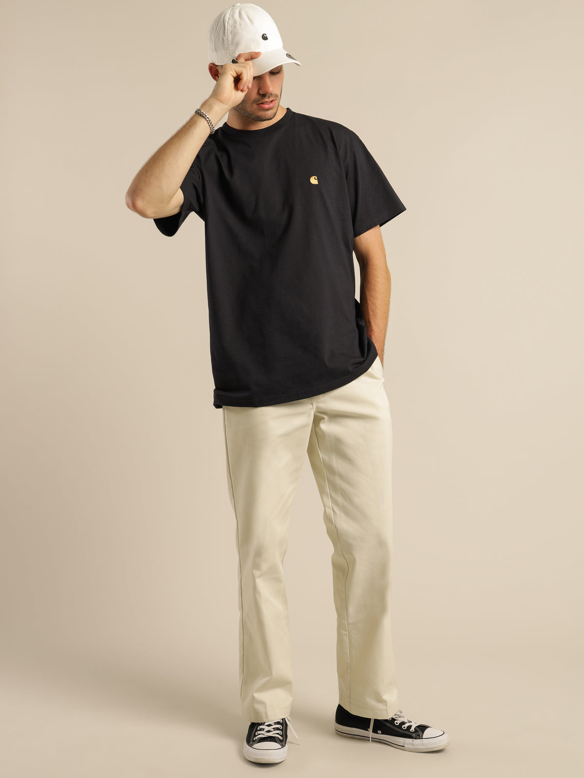 Short Sleeve Chase T-Shirt in Dark Navy &amp; Gold