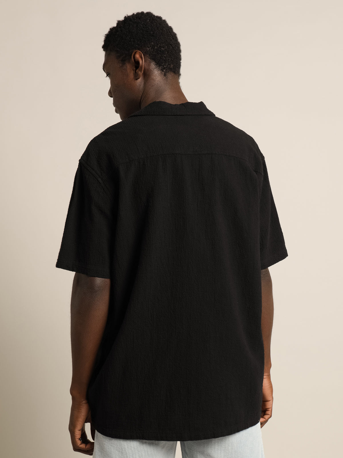 Grid Seersucker Shirt in Black