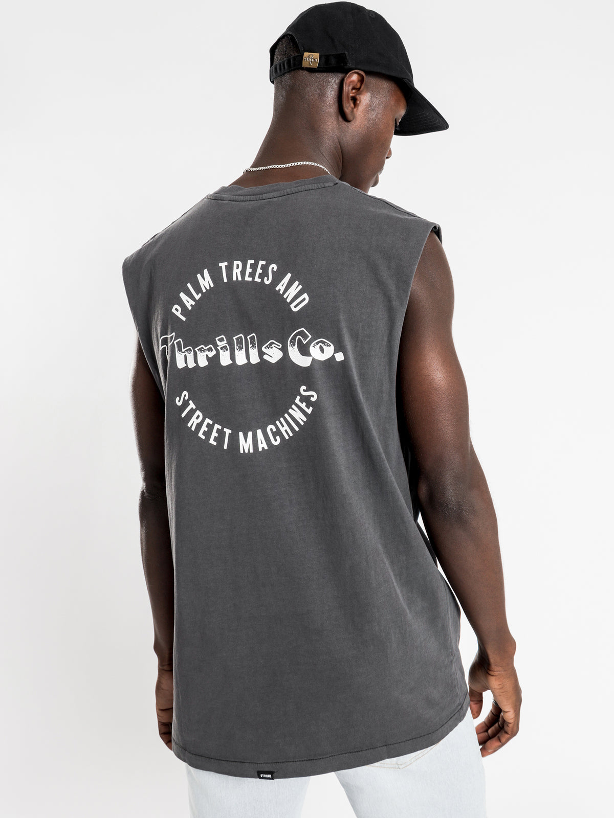 Wellness Merch Fit Muscle T-Shirt in Vintage Black