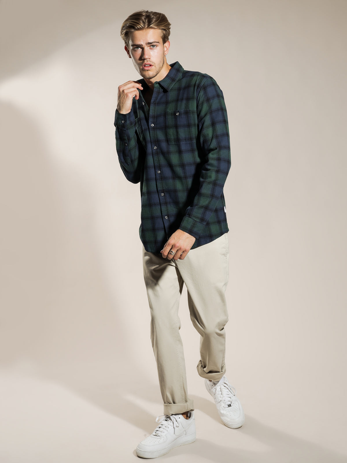 Cyrus Plaid Long Sleeve Shirt in Forest Plaid