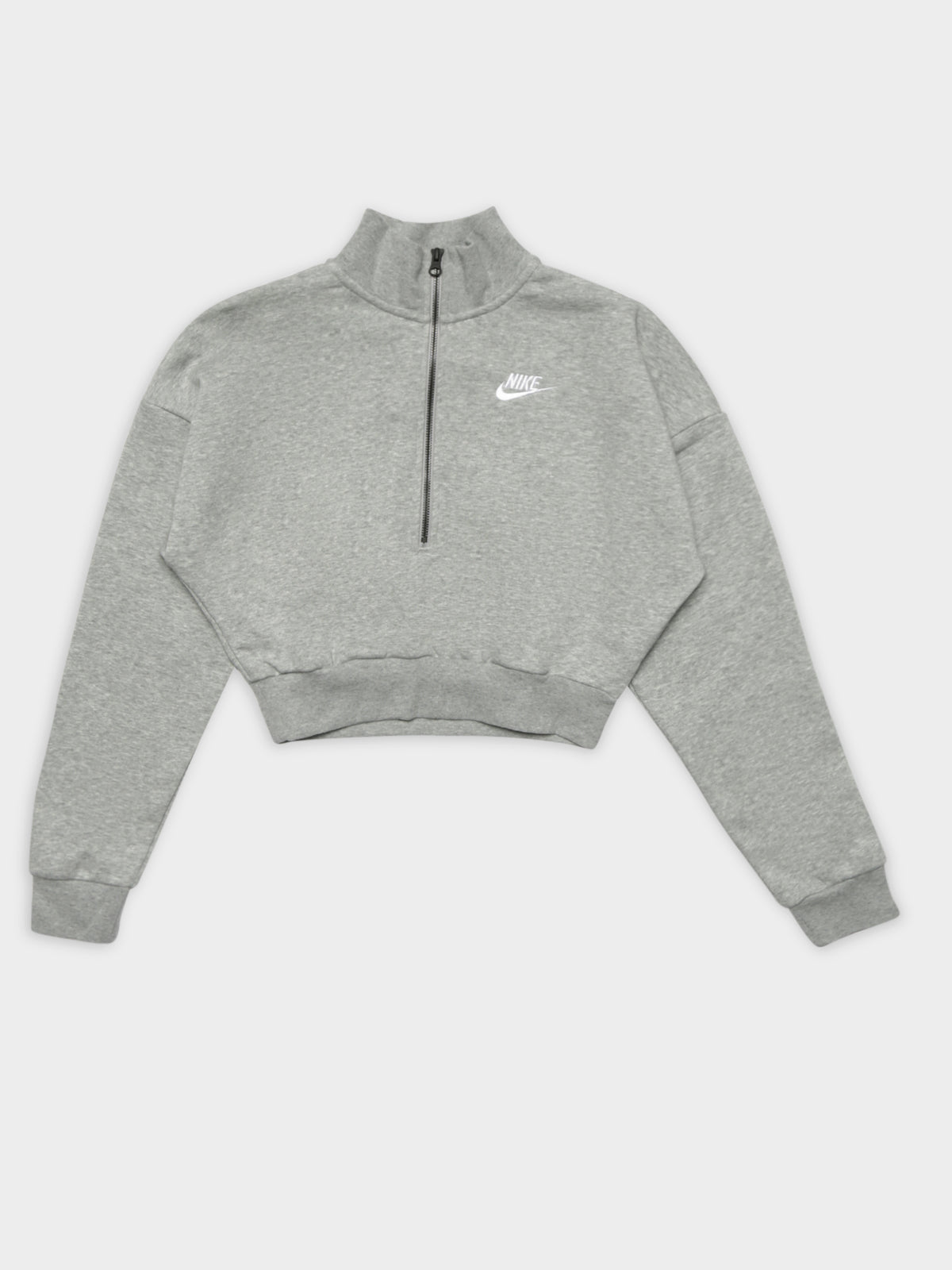 Sportswear Essential Fleece Long Sleeve Crop Top in Grey
