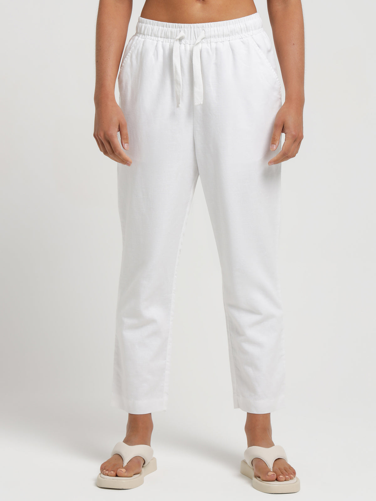 Classic Linen Pants in White Linen