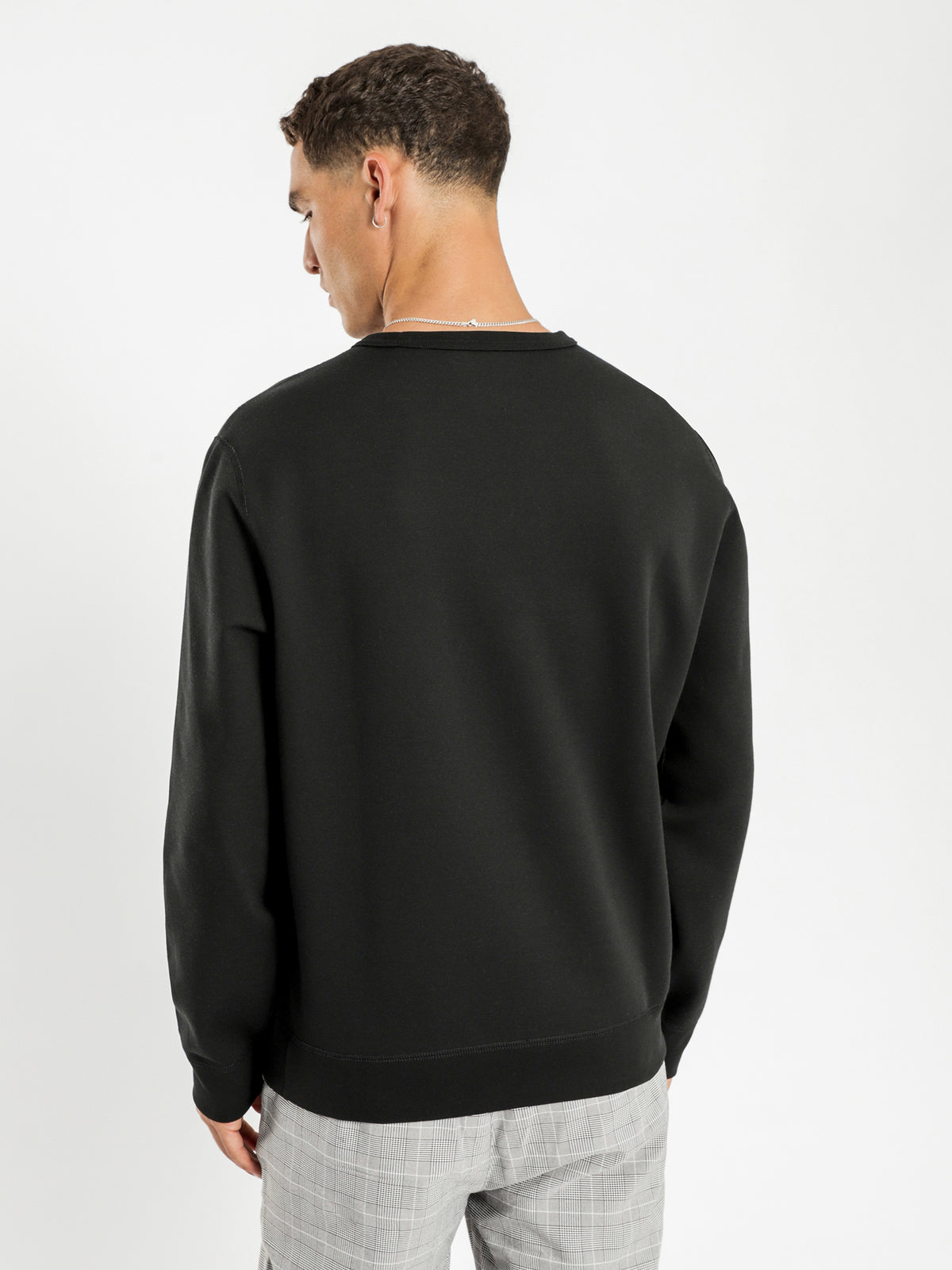 Polo Long Sleeve Crew Knit in Black