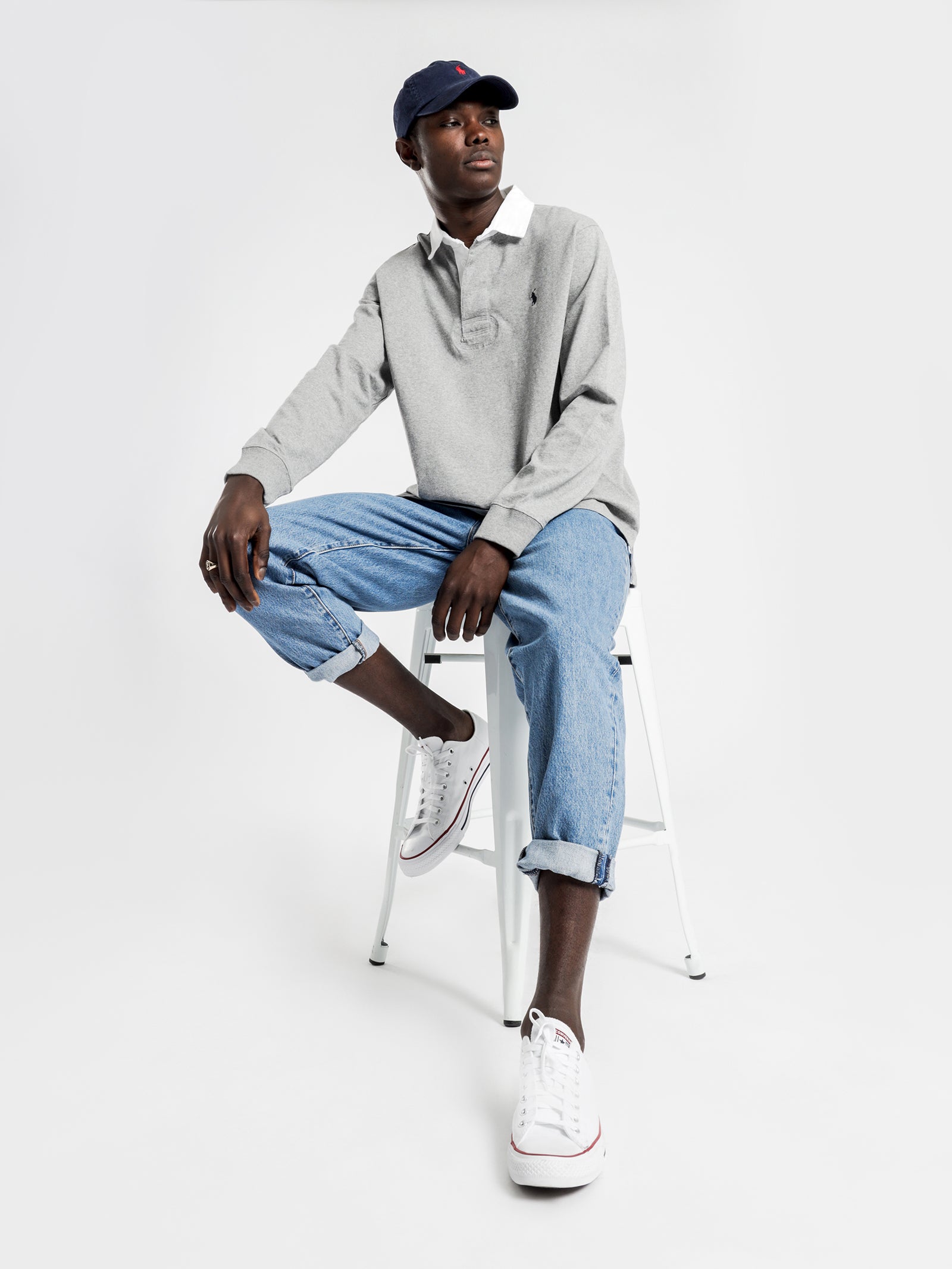 Long Sleeve Rugby Shirt in Grey