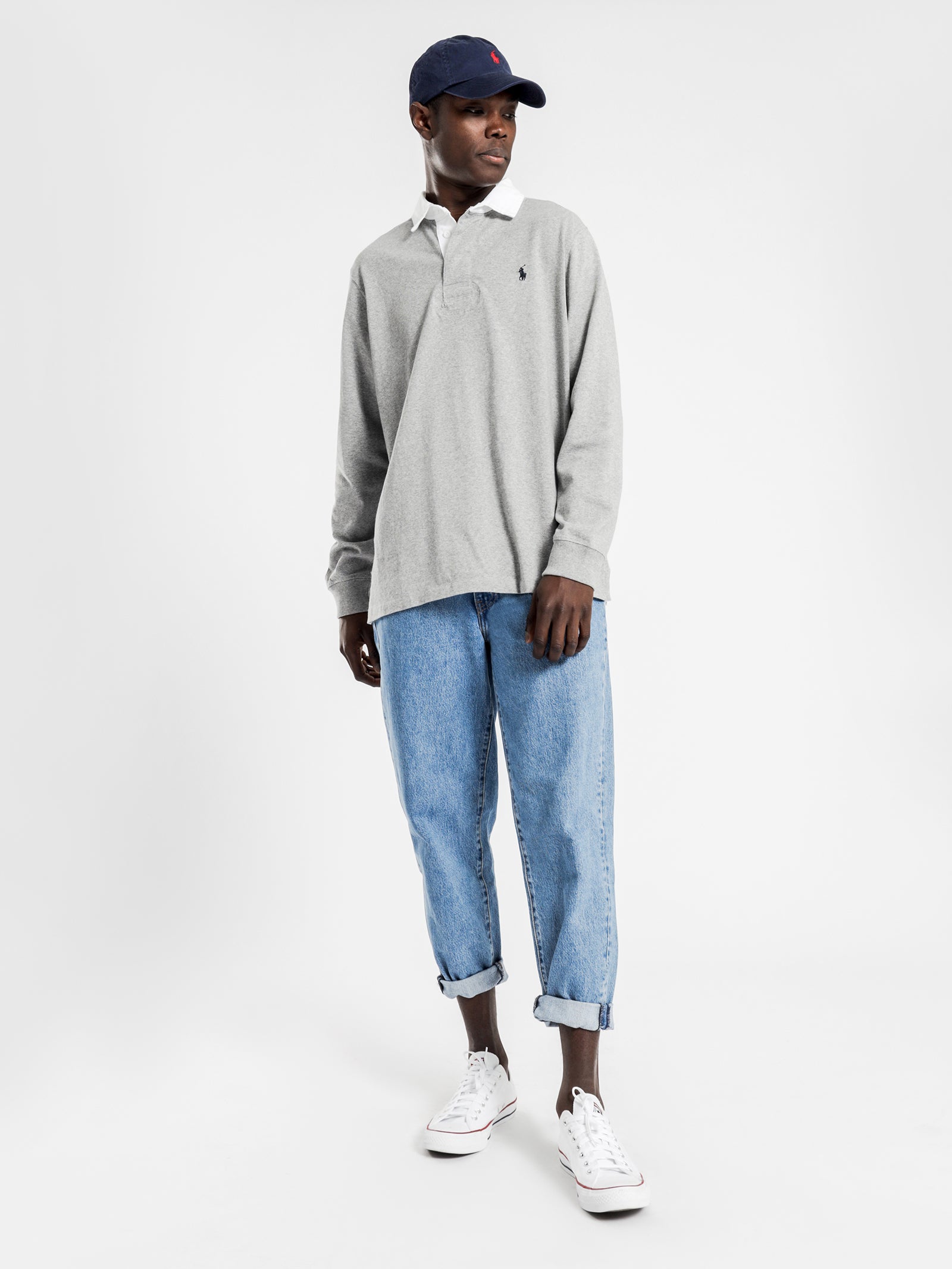 Long Sleeve Rugby Shirt in Grey