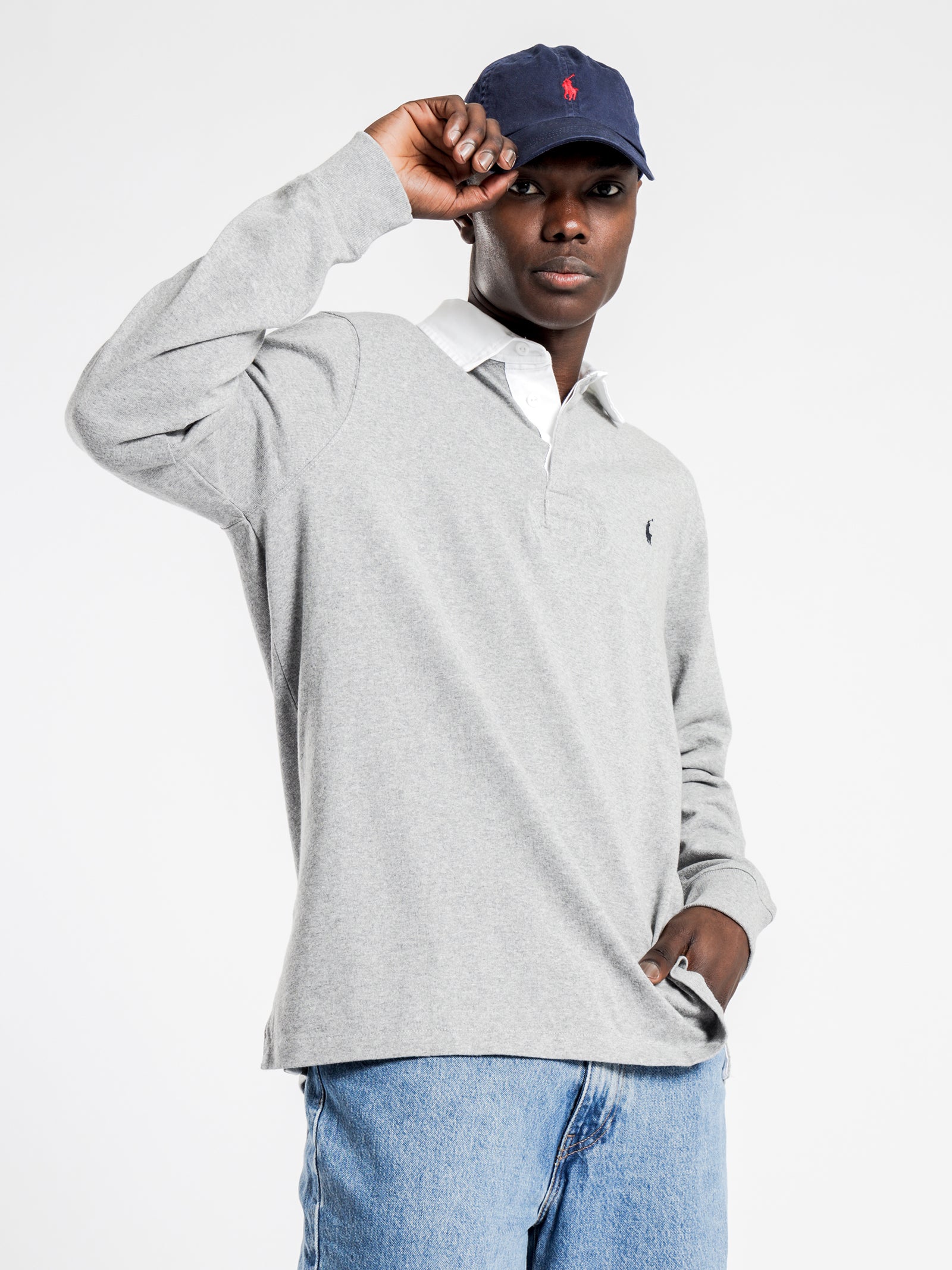 Long Sleeve Rugby Shirt in Grey