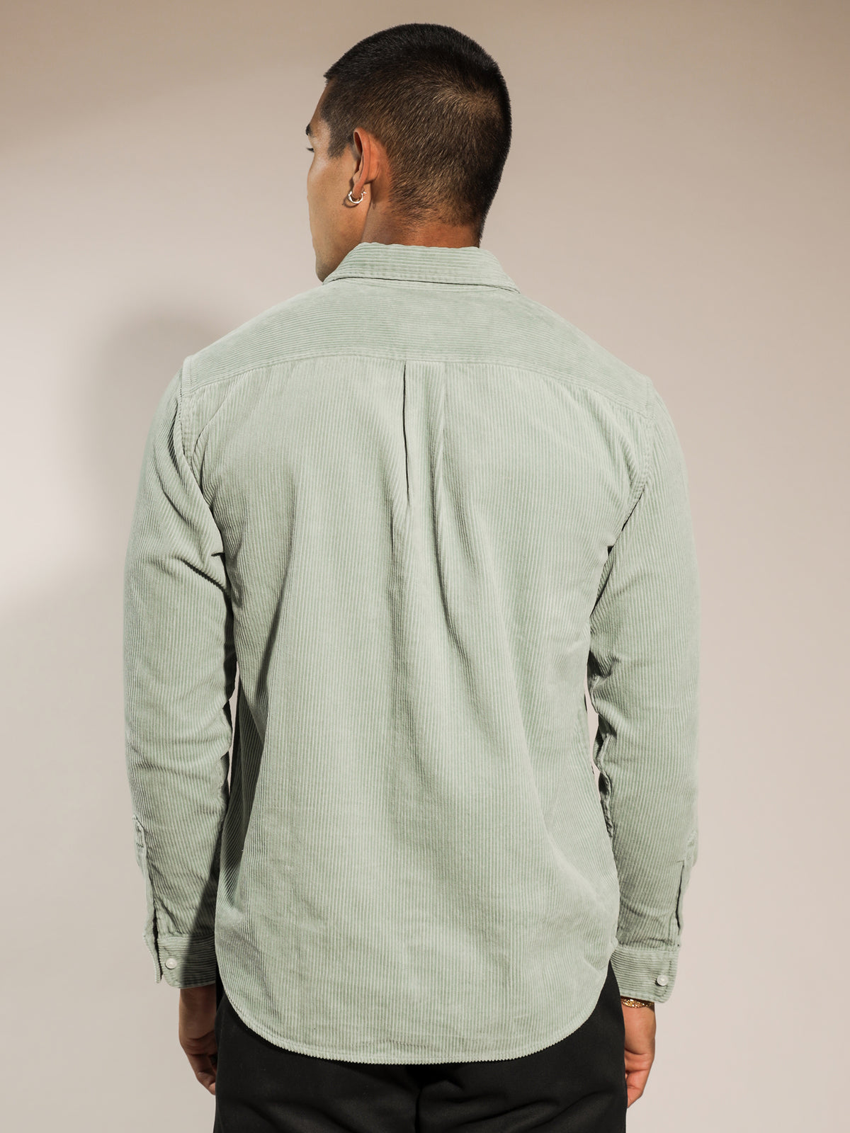 Maddison Corduroy Long Sleeve T-Shirt in Frosted Green