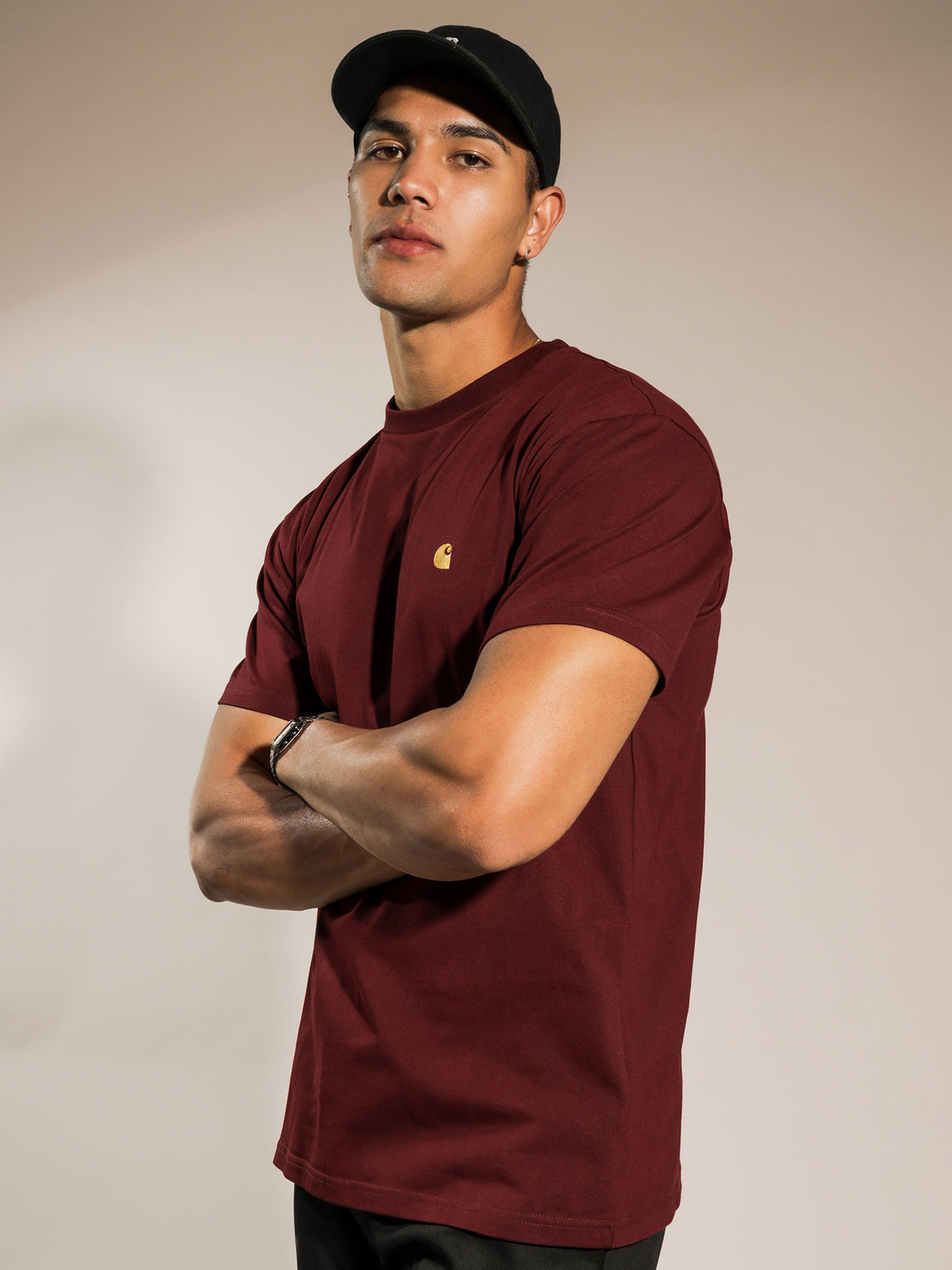 Chase T-Shirt in Bordeaux Red