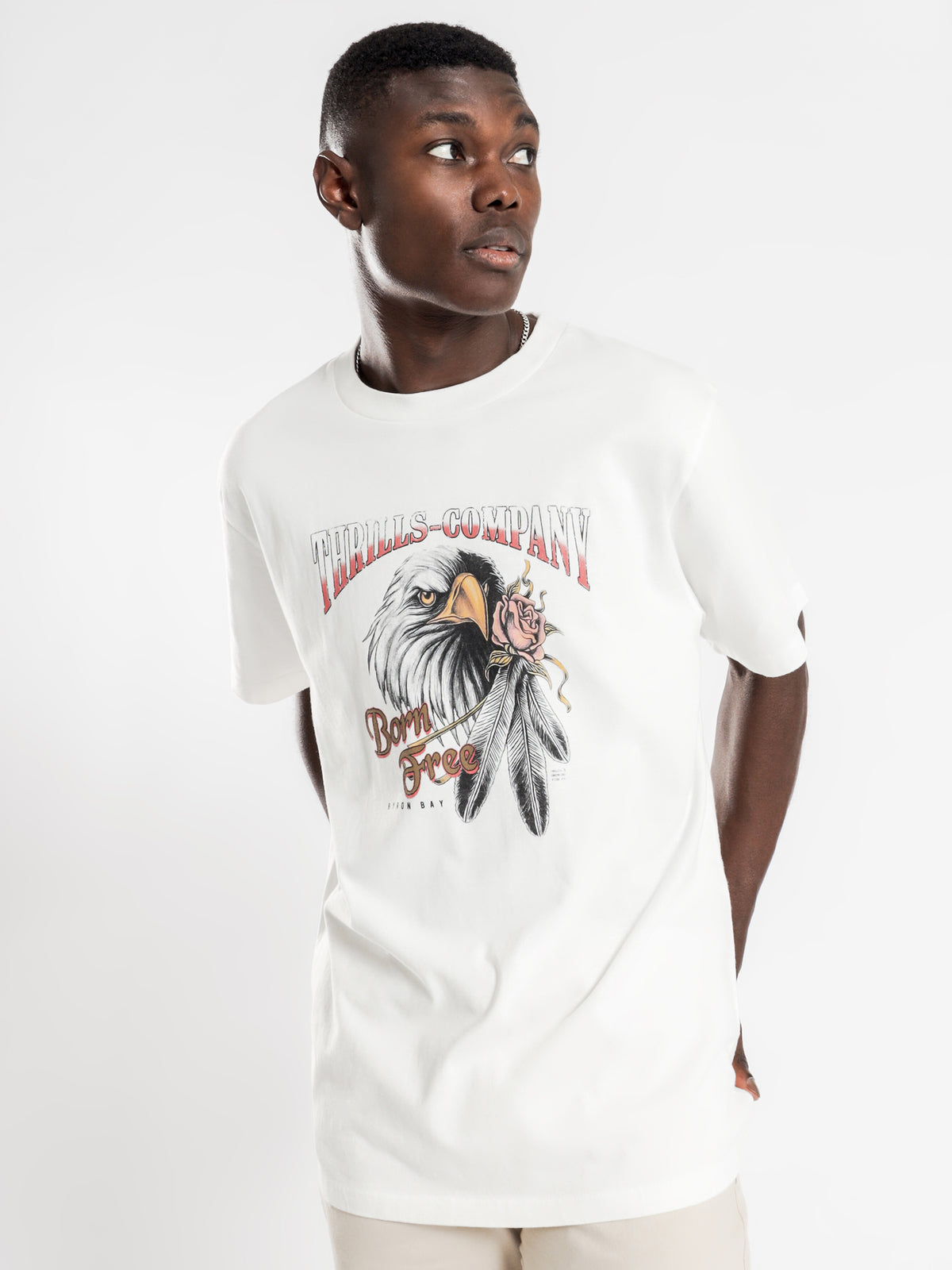 Feather Rose Merch T-Shirt in Dirty White