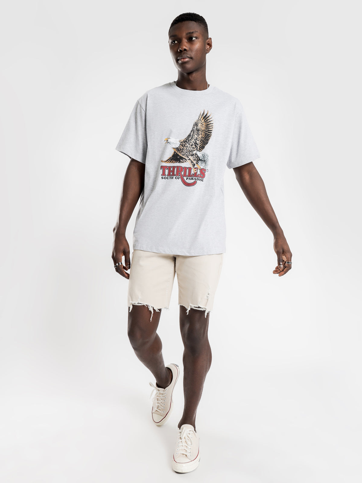 Thrills Victory Merch Fit T-Shirt in Grey Marle | Grey Marle