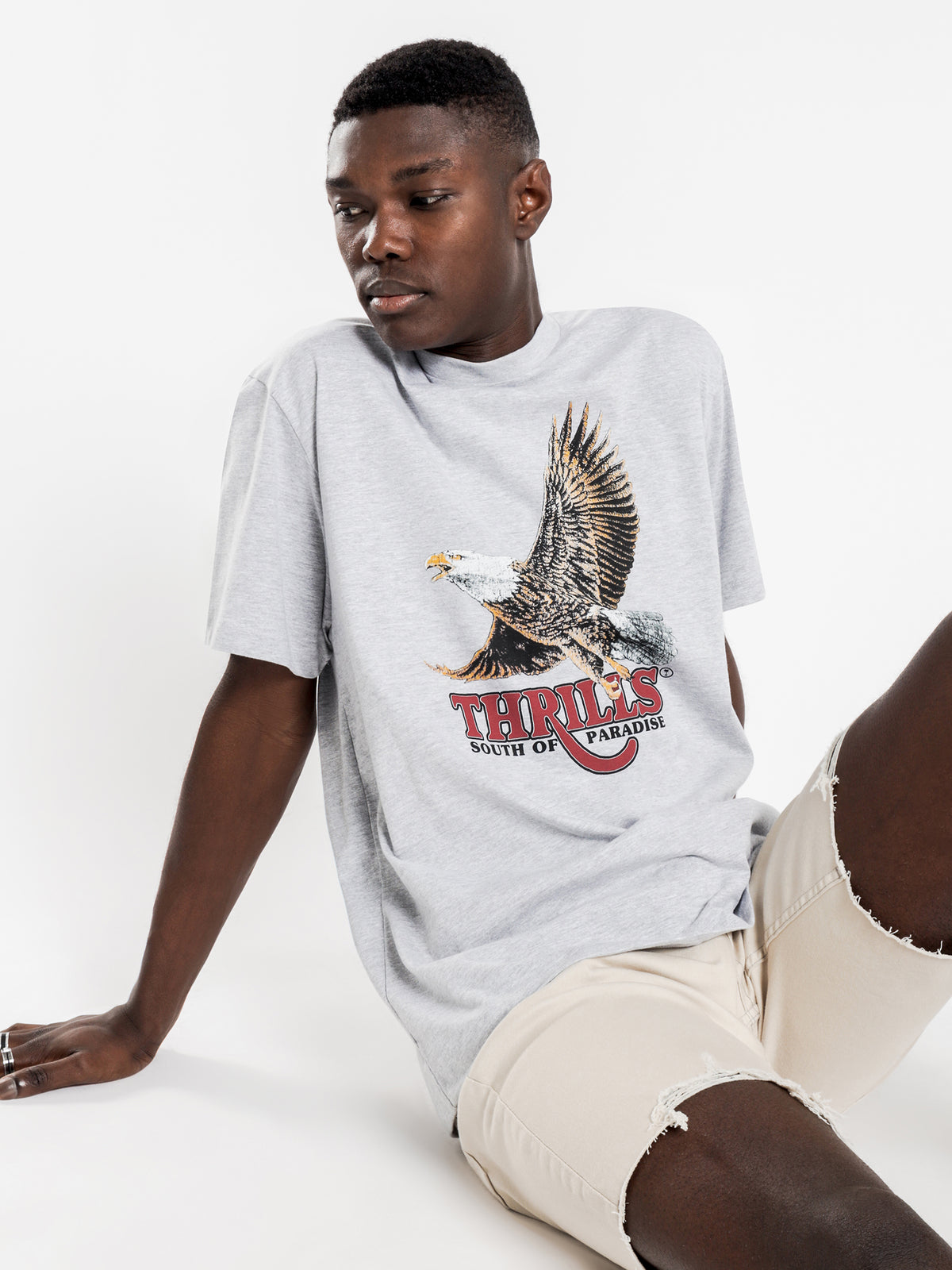 Thrills Victory Merch Fit T-Shirt in Grey Marle | Grey Marle