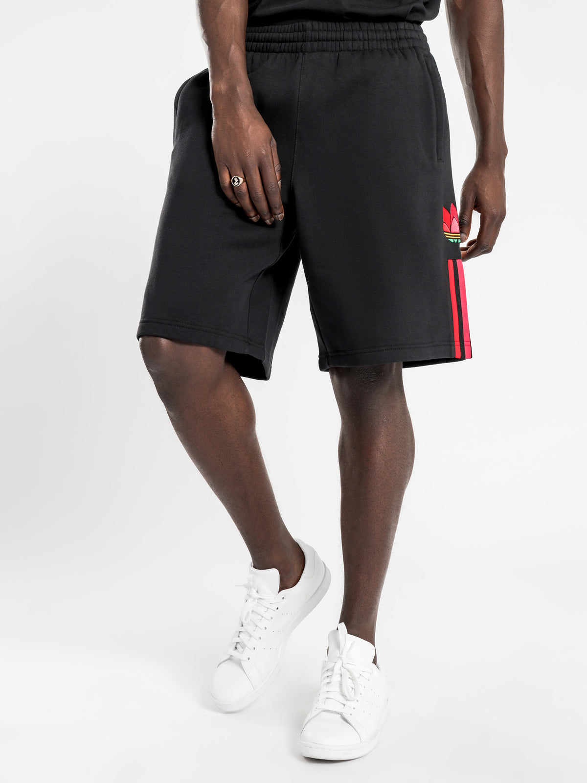 3D Trefoil 3-Stripes Sweat Shorts in Black