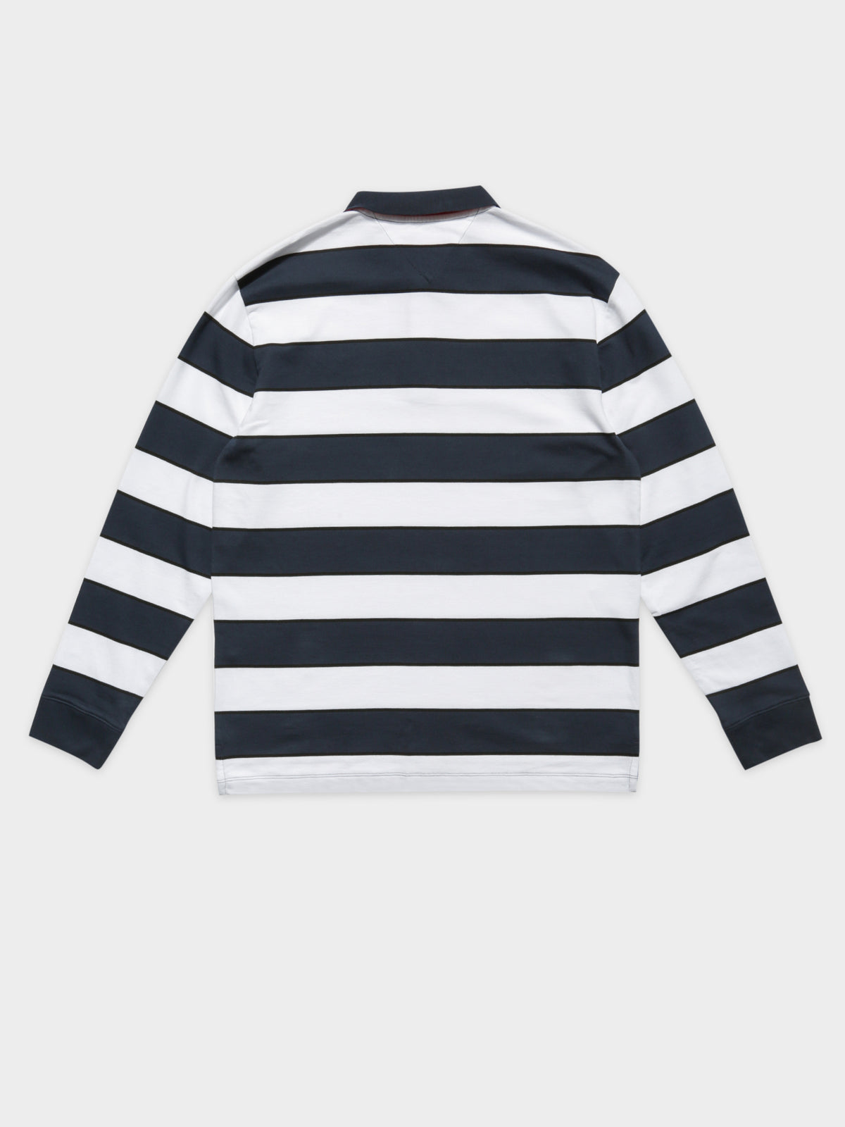 Long sleeve Stripe Polo Shirt in Twilight Navy &amp; White