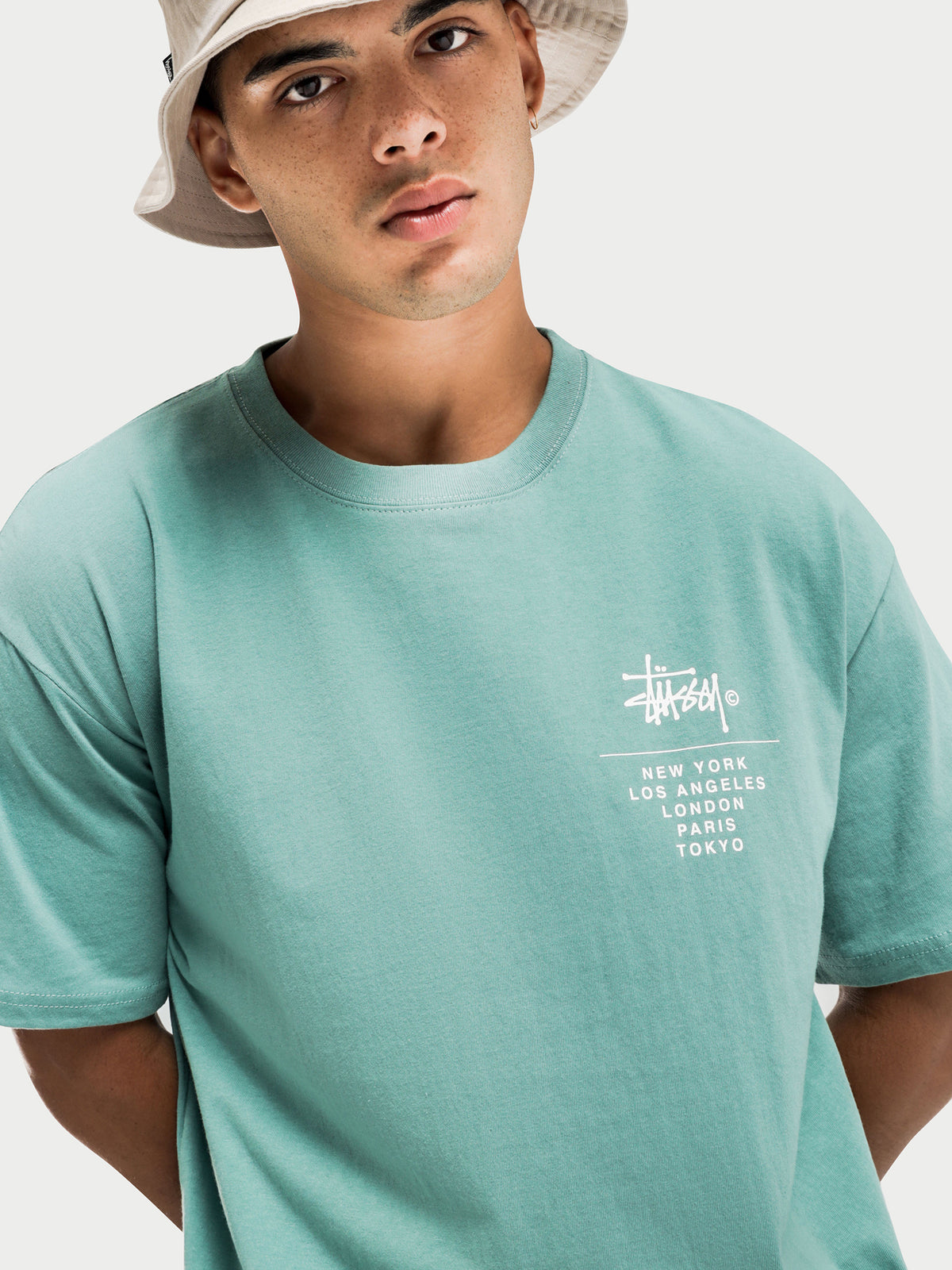 Left Chest City Stack Short Sleeve T-Shirt in Solid Deep Sea