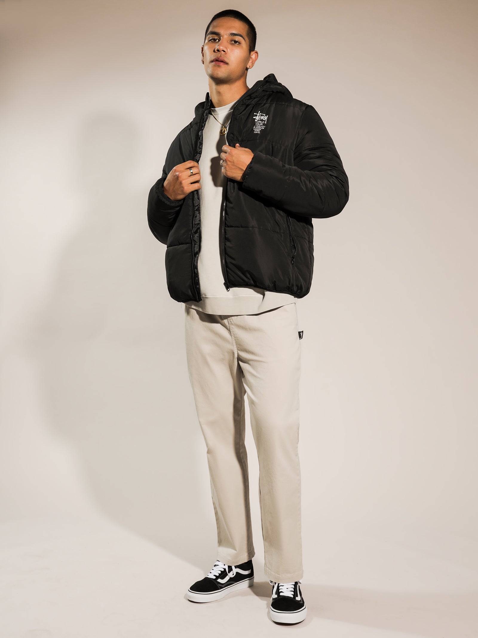 Worldwide Lightweight Puffer Jacket in Black