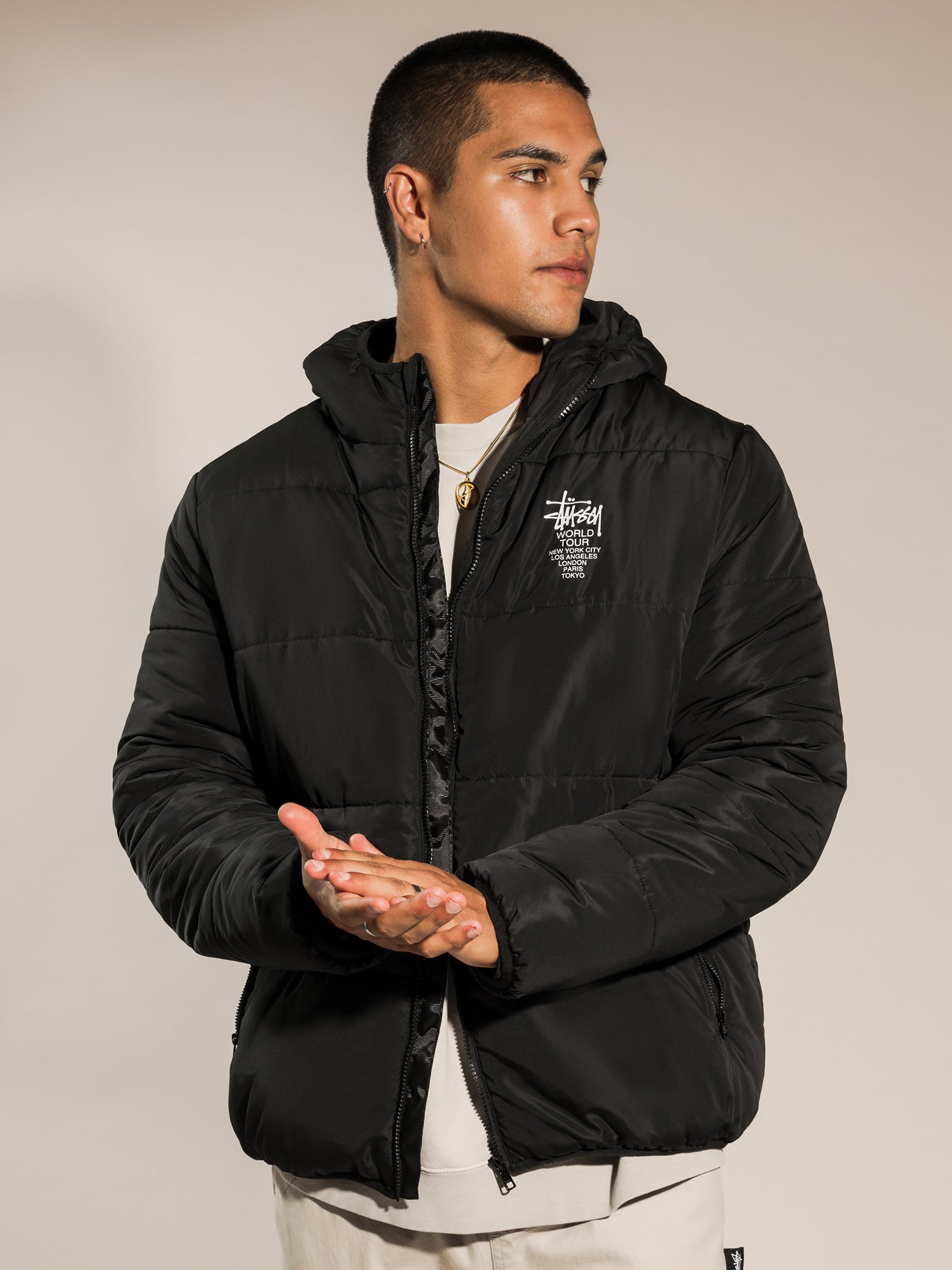 Worldwide Lightweight Puffer Jacket in Black