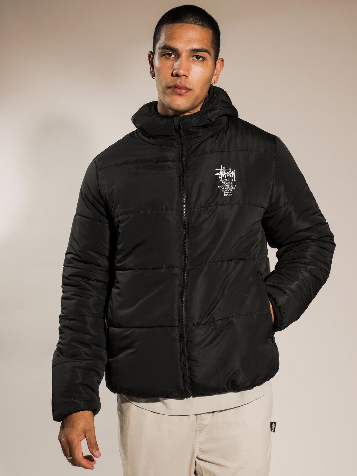 Worldwide Lightweight Puffer Jacket in Black