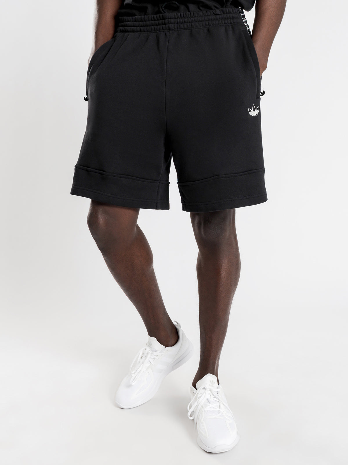Sports Sweat Shorts in Black &amp; White