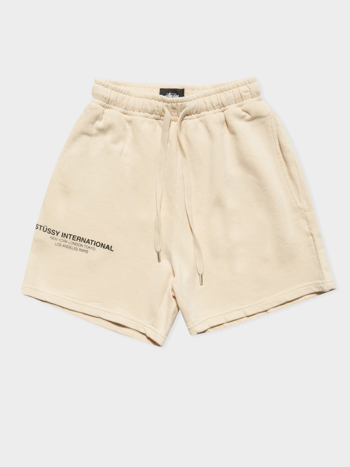 Text Low Waisted Shorts in White Sand