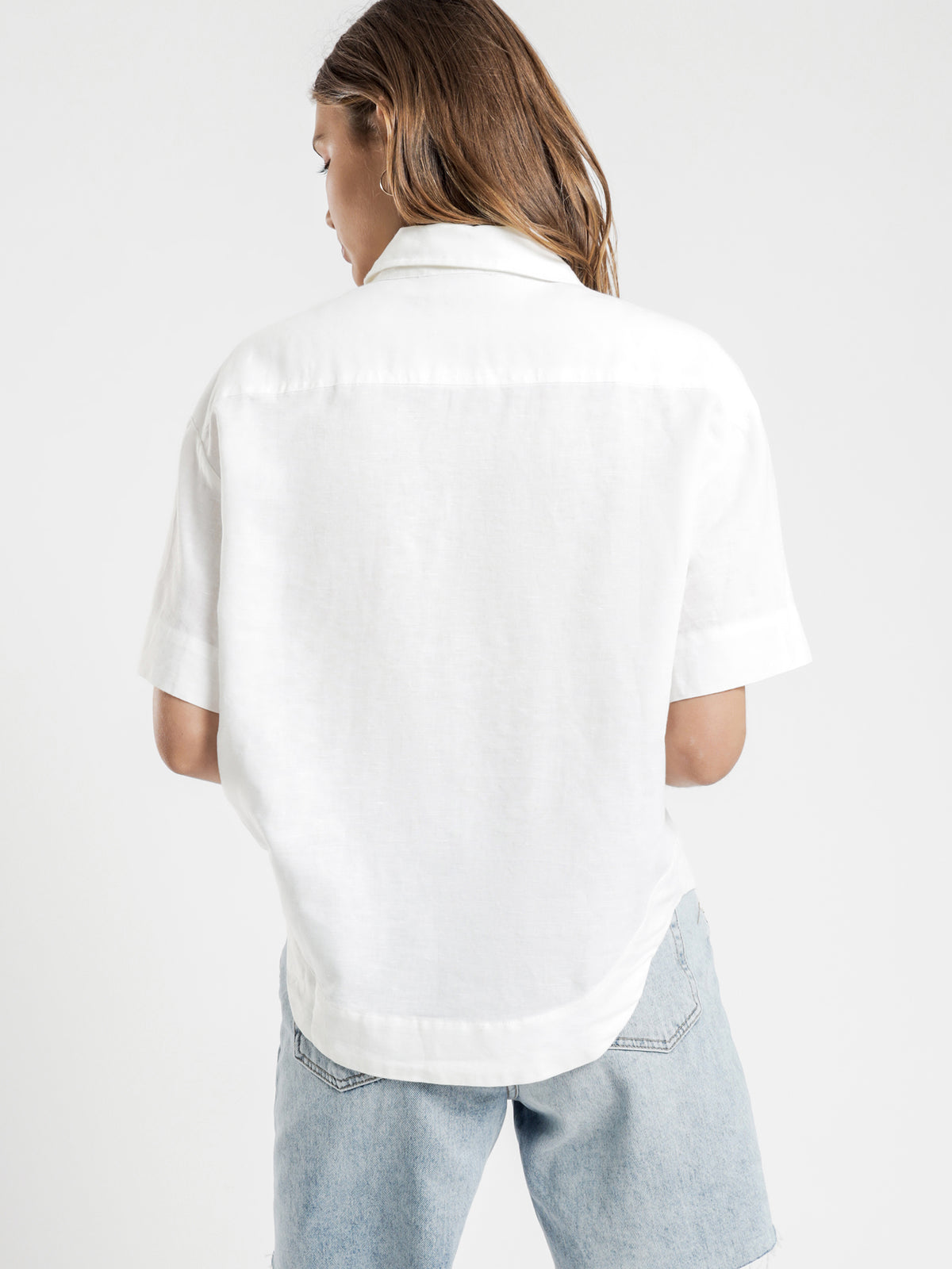 Clement Linen Button Up Shirt in White