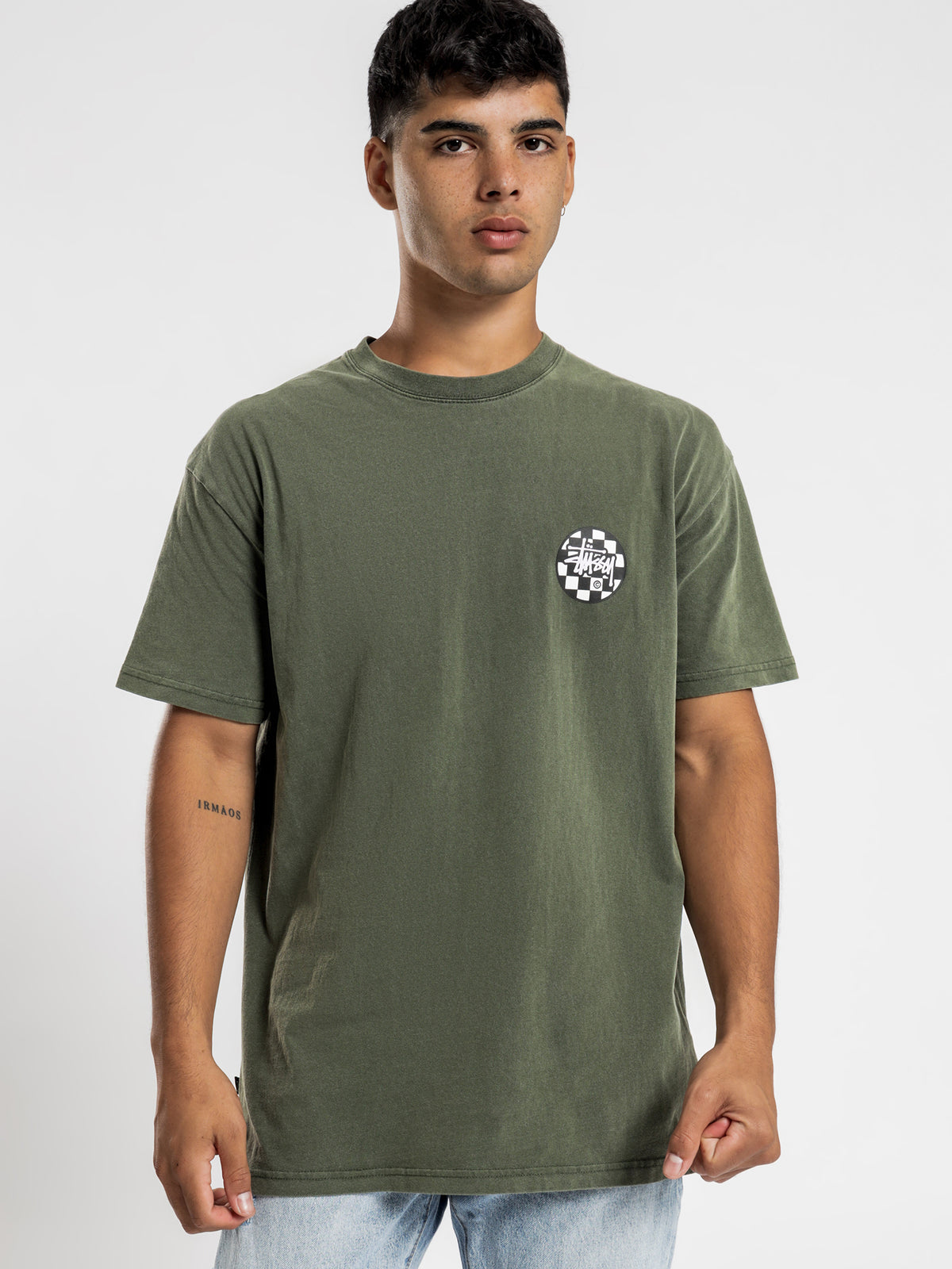 Chequer Dot Short Sleeve T-Shirt in Pigment Flight Green