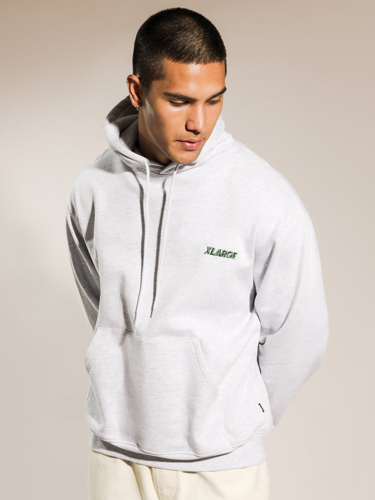 Text Sweat Hoodie in Snow Marle