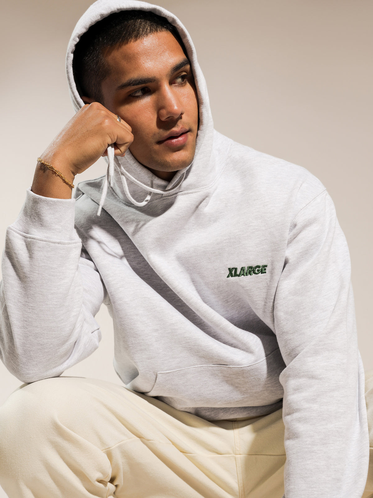 Text Sweat Hoodie in Snow Marle