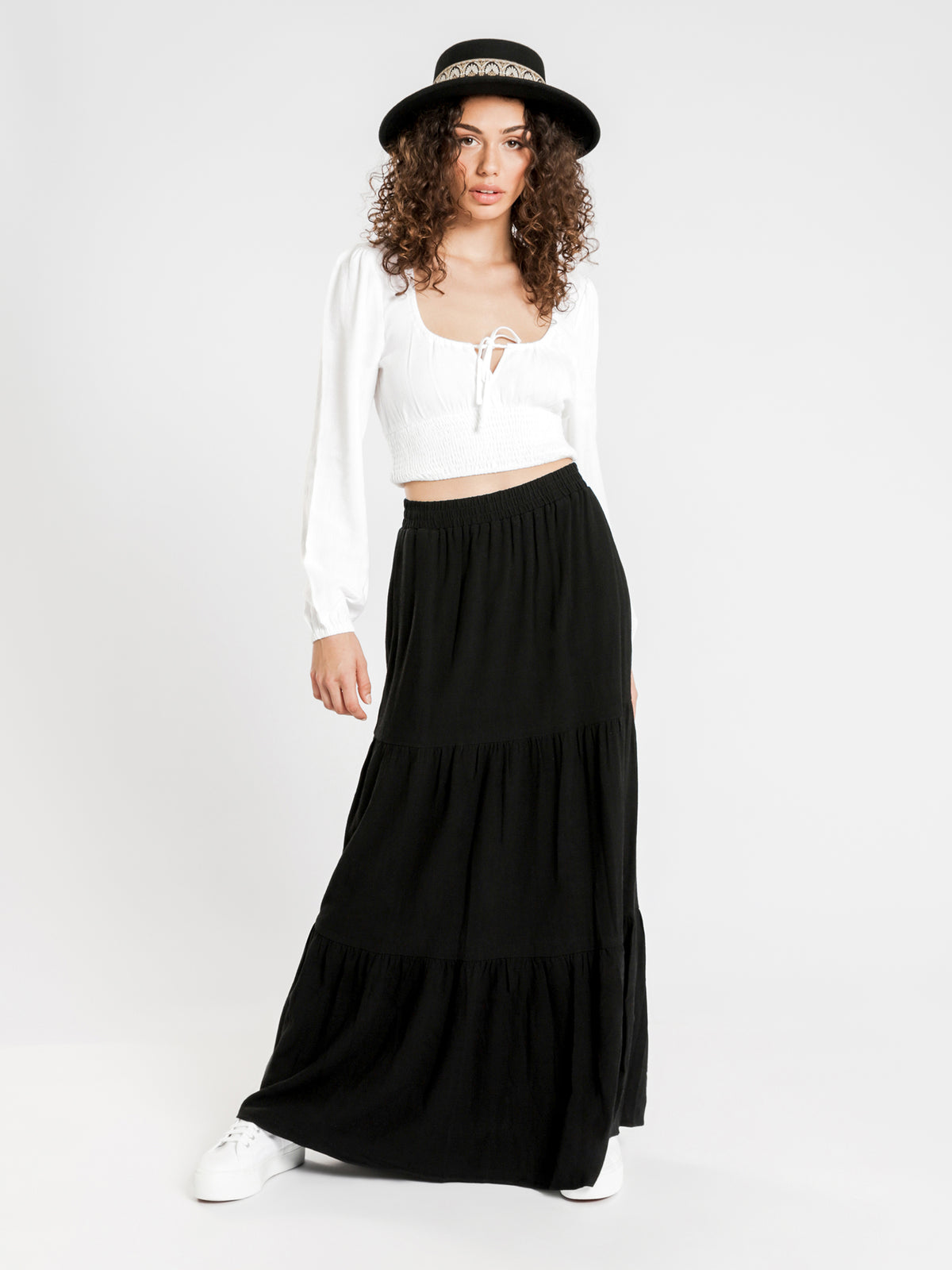 Janis Tiered Maxi Skirt in Black