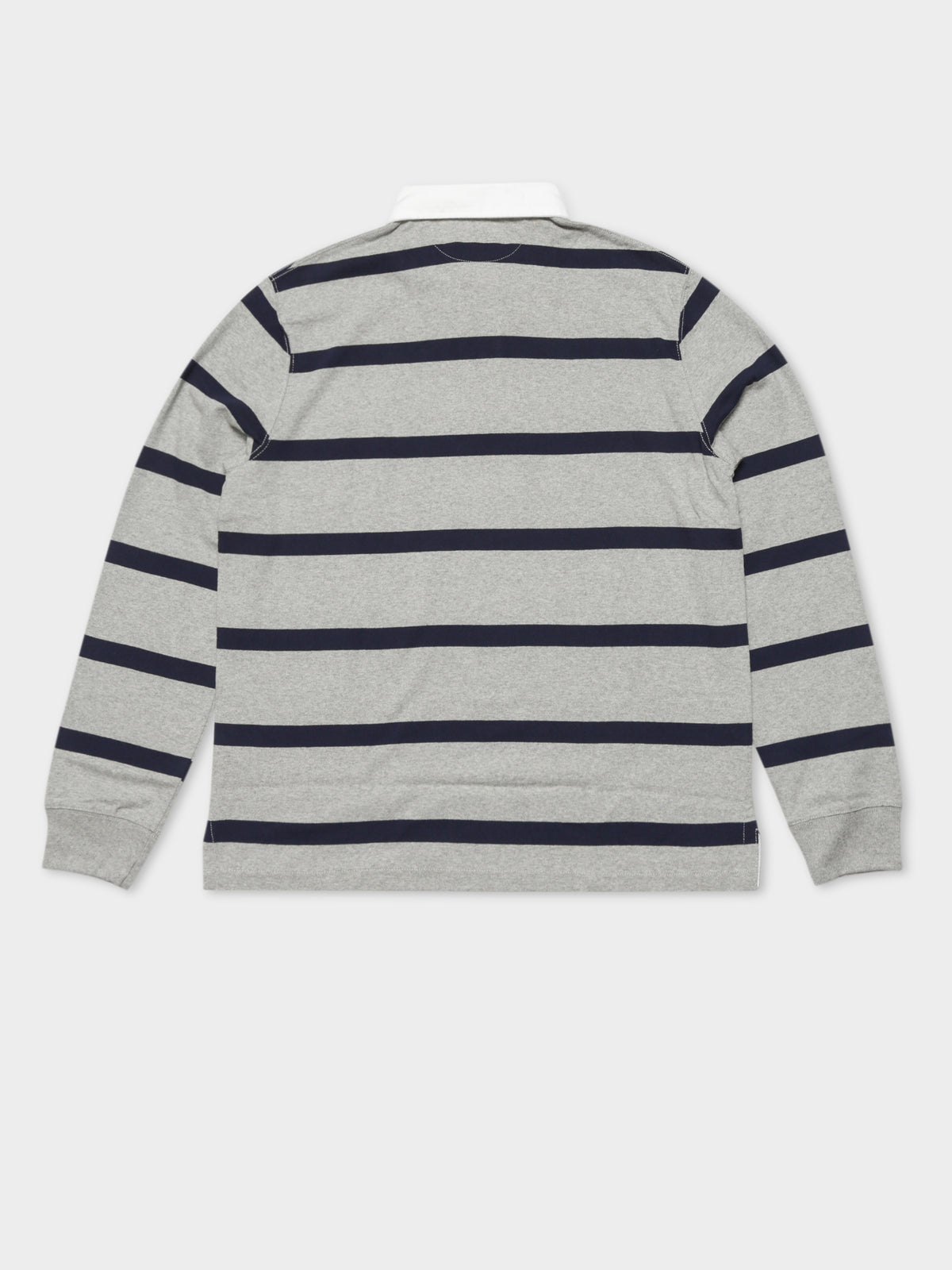 Long Sleeve Rugby Shirt in Grey &amp; Navy Stripe