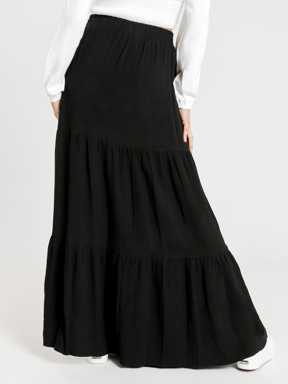 Janis Tiered Maxi Skirt in Black