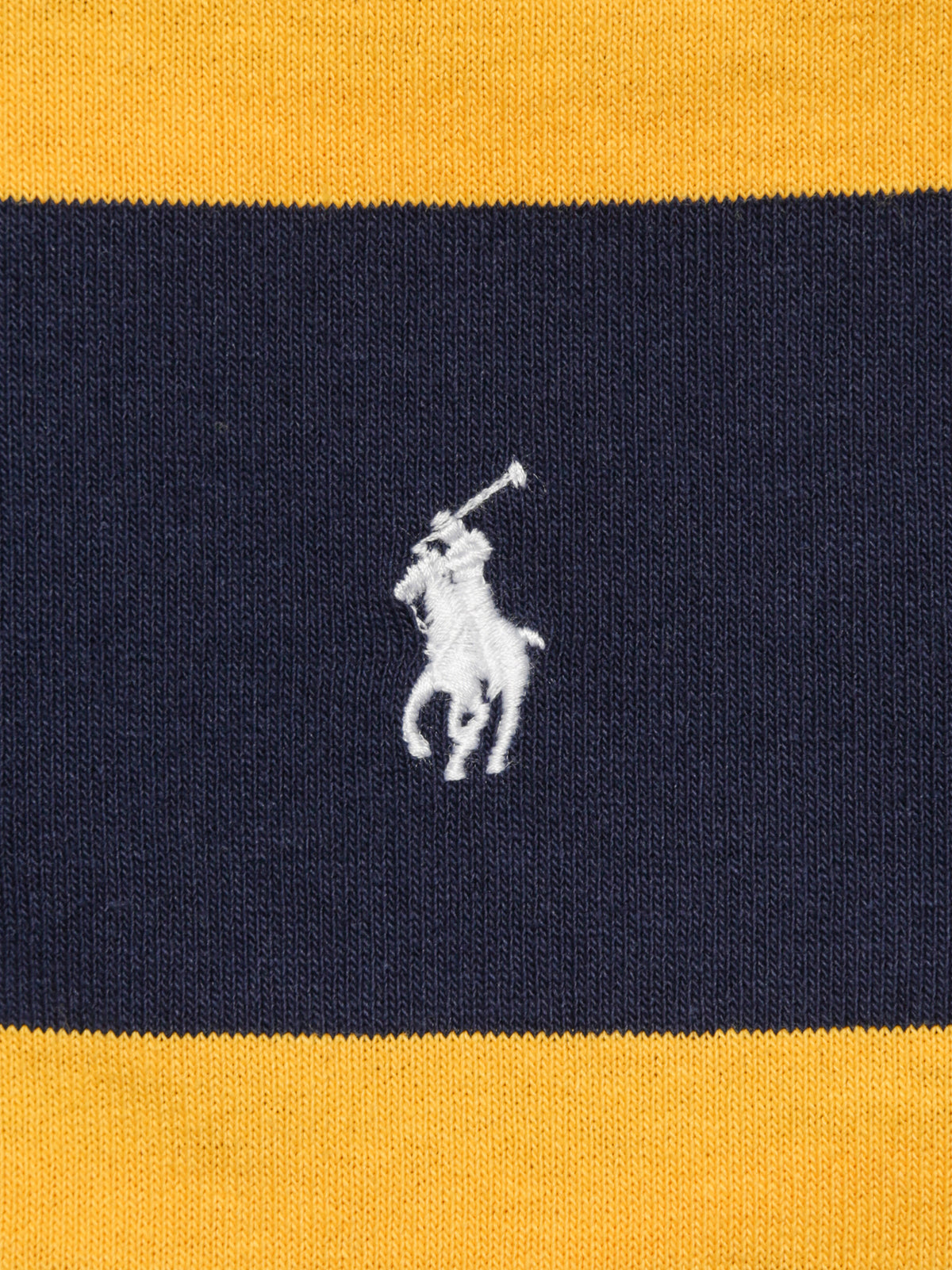 Narrow Stripe Rugby Shirt in Newport Navy &amp; Gold Bugle Stripe