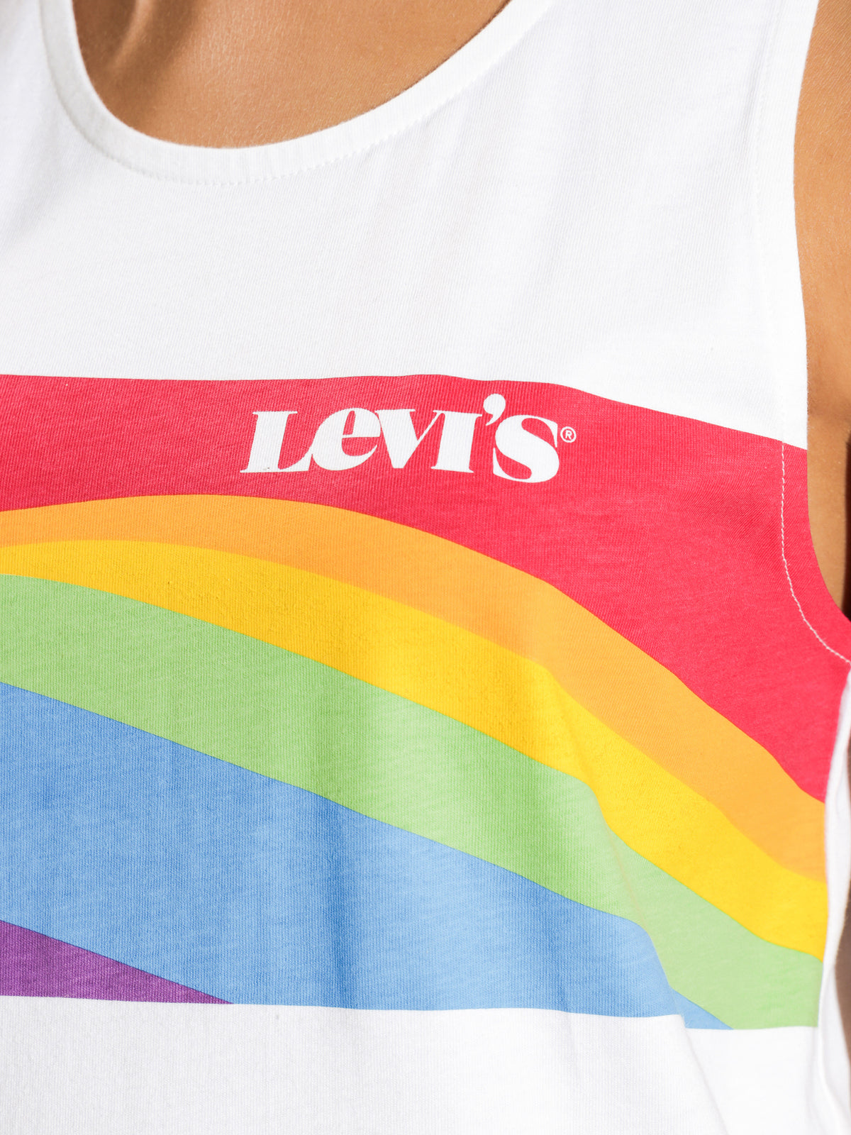 Pride Relaxed Graphic Tank in Wavy Logo White