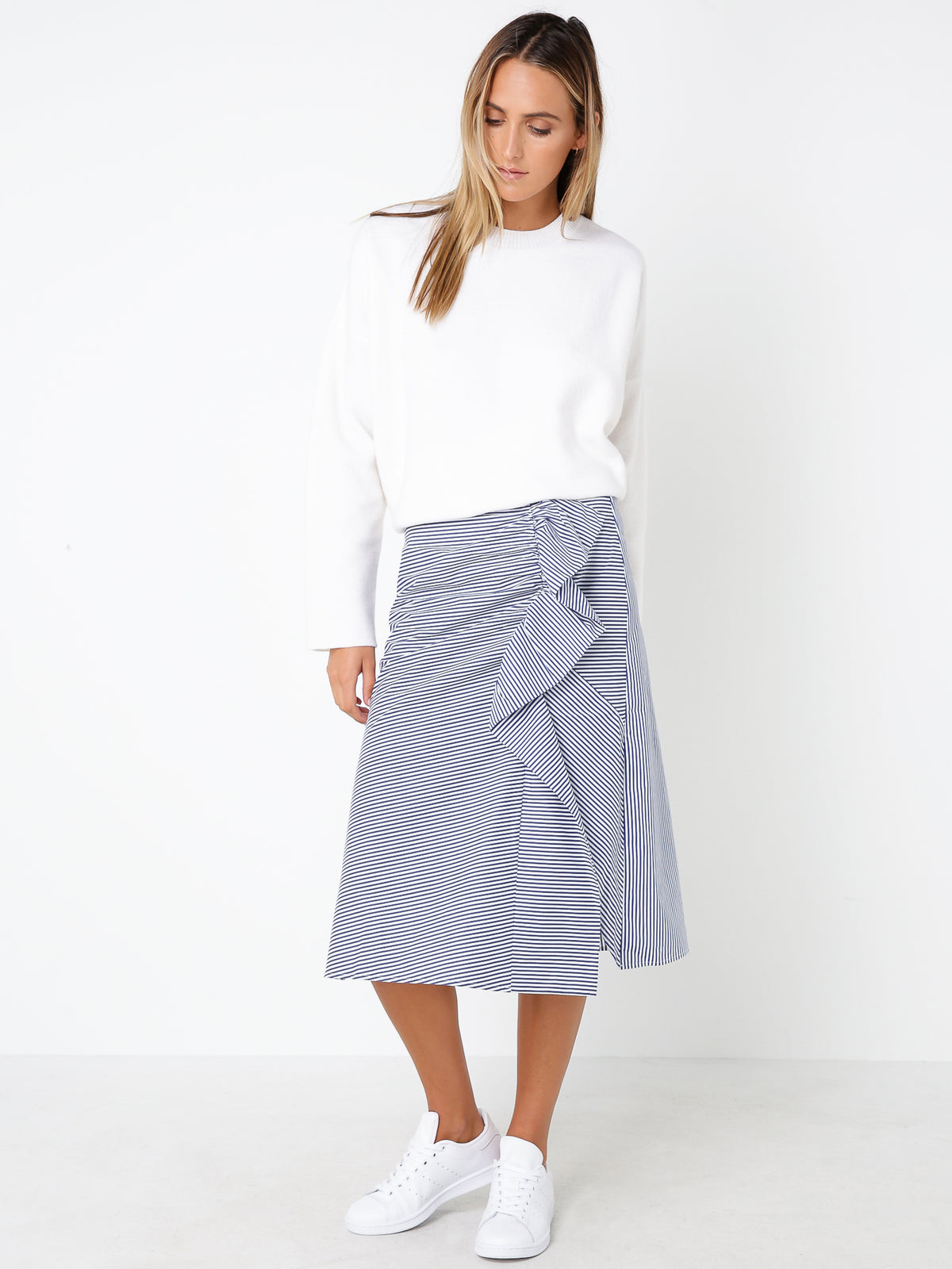 Larsson Skirt in White &amp; Blue Stripe